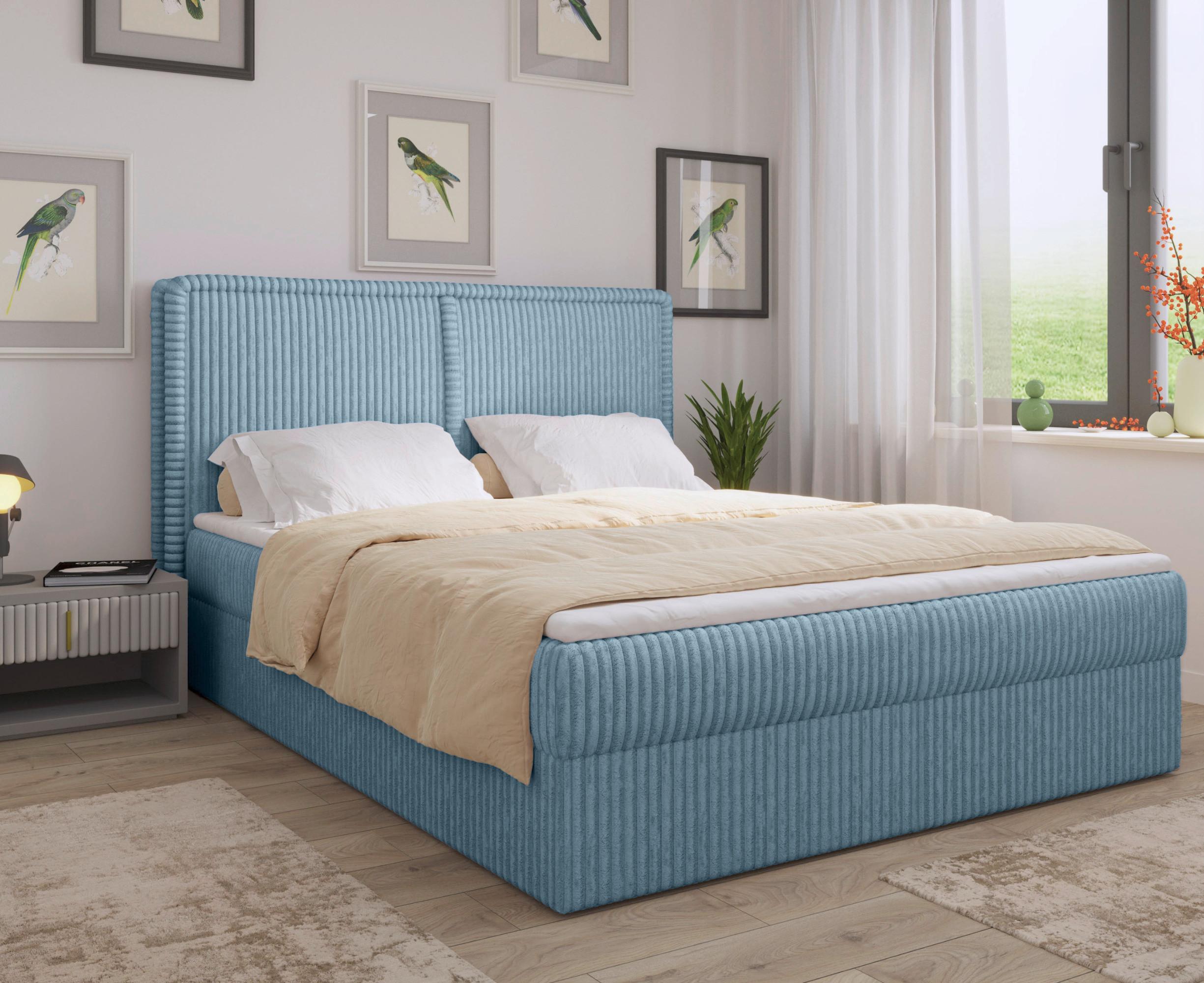 Boxbett Barcelona Lf: 140x200 Blau - Blau/Schwarz, MODERN, Holz/Kunststoff (140/200cm) - MID.YOU