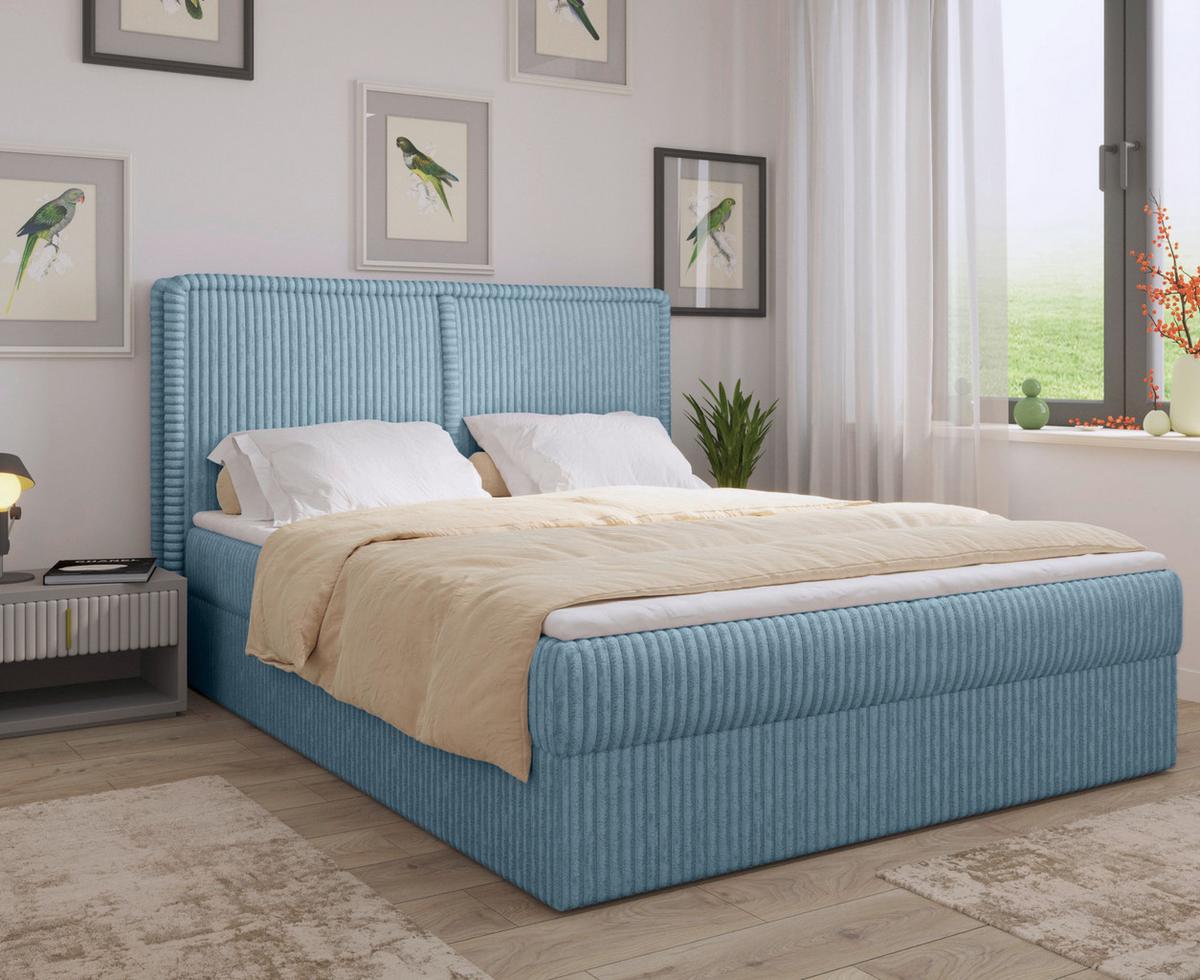 Boxbett Barcelona Lf: 140x200 Blau - Blau/Schwarz, MODERN, Holz/Kunststoff (140/200cm) - MID.YOU