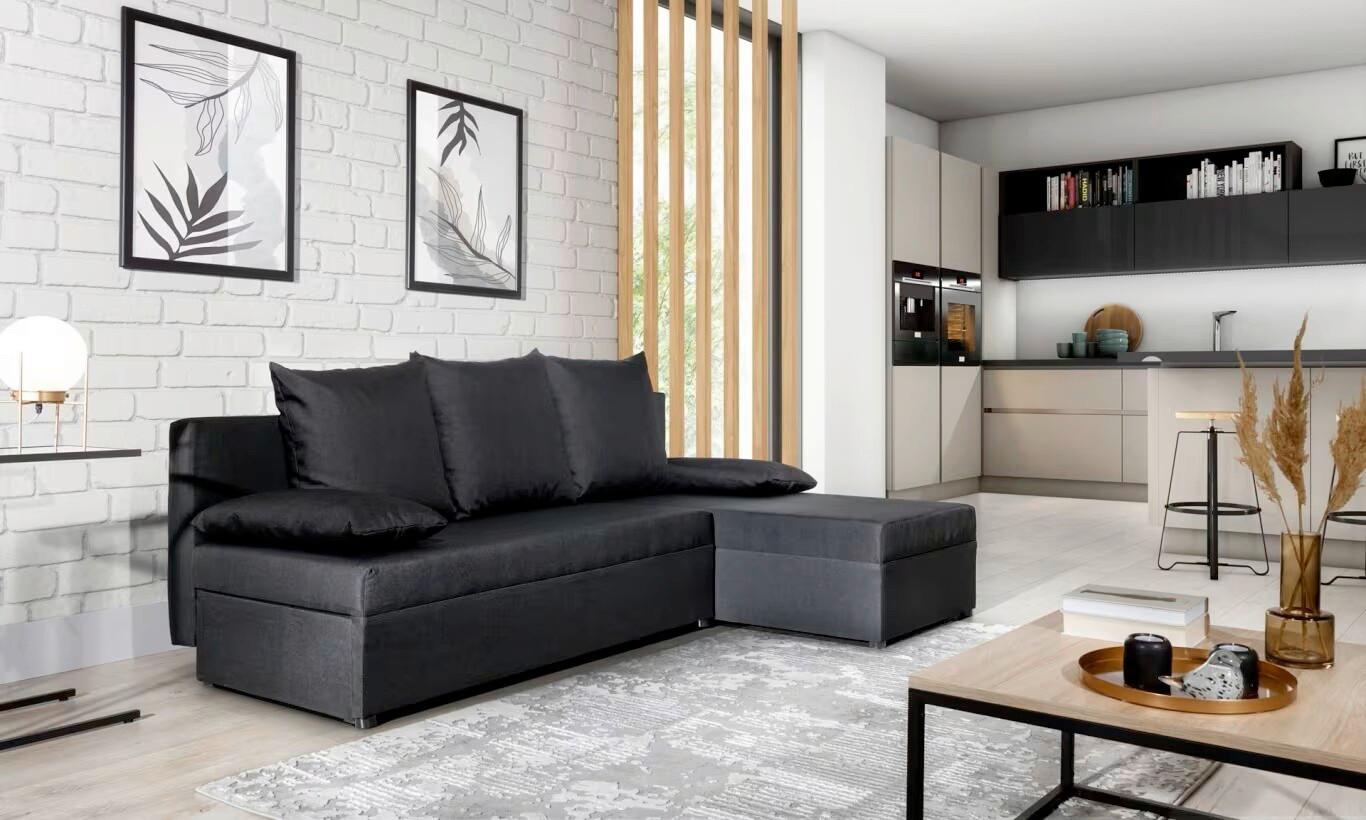 Ecksofa Gino Anthrazit S: 201x143 Cm - Anthrazit/Schwarz, Design, Textil (201/143cm) - MID.YOU