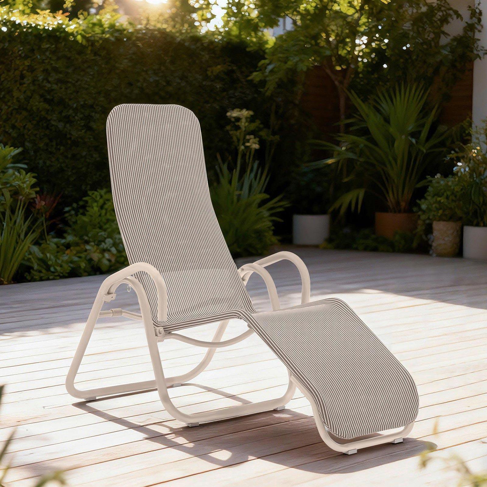 Sonnenliege Calypso - Ecru, MODERN, Kunststoff/Metall (164/70/111cm) - Beldano