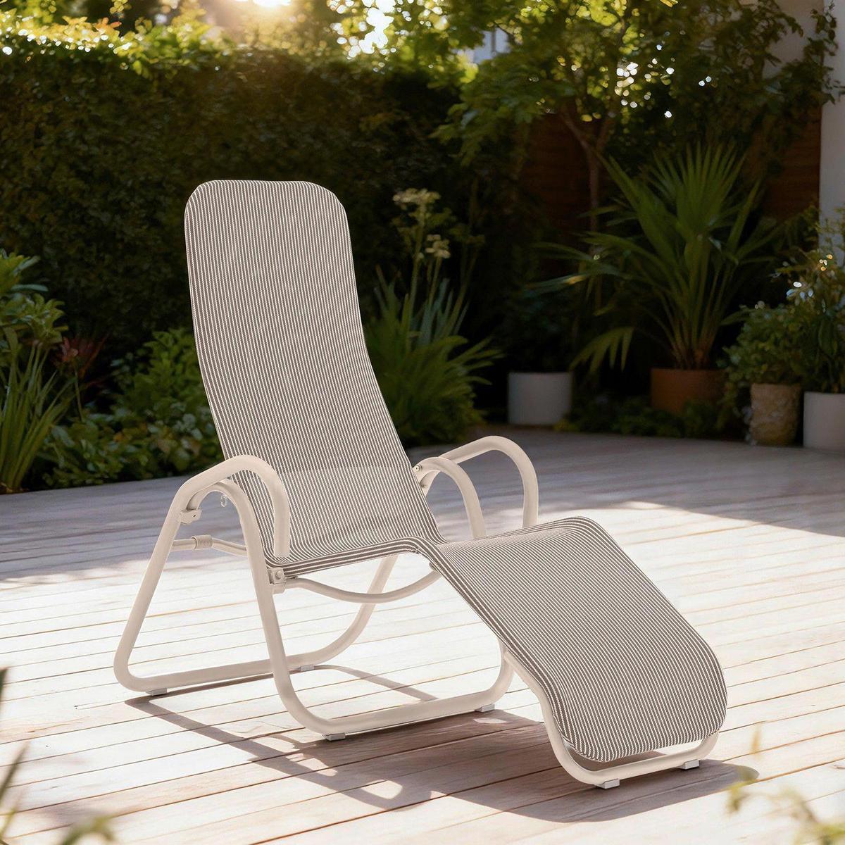 Sonnenliege Calypso - Ecru, MODERN, Kunststoff/Metall (164/70/111cm) - Beldano