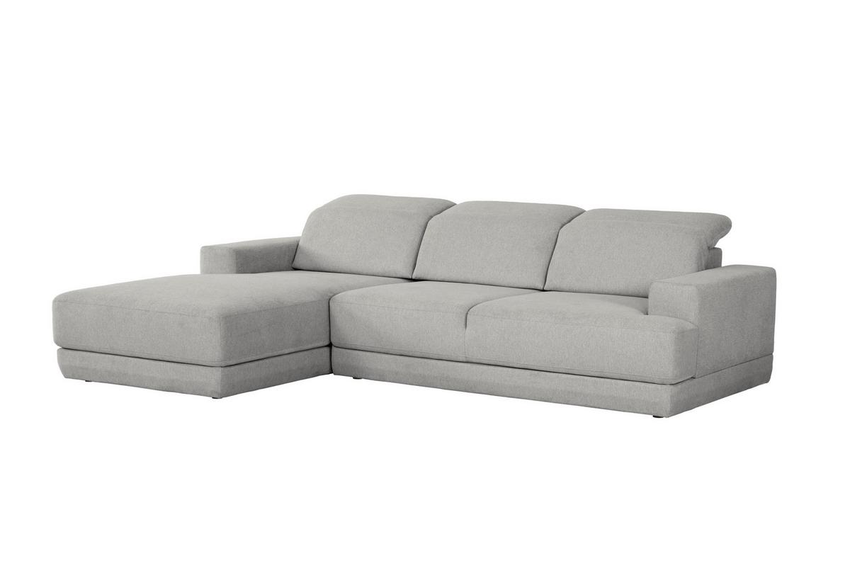 Ecksofa Frans Hellgrau S: 204 cm - Hellgrau/Schwarz, Design, Textil (204/293cm) - MID.YOU