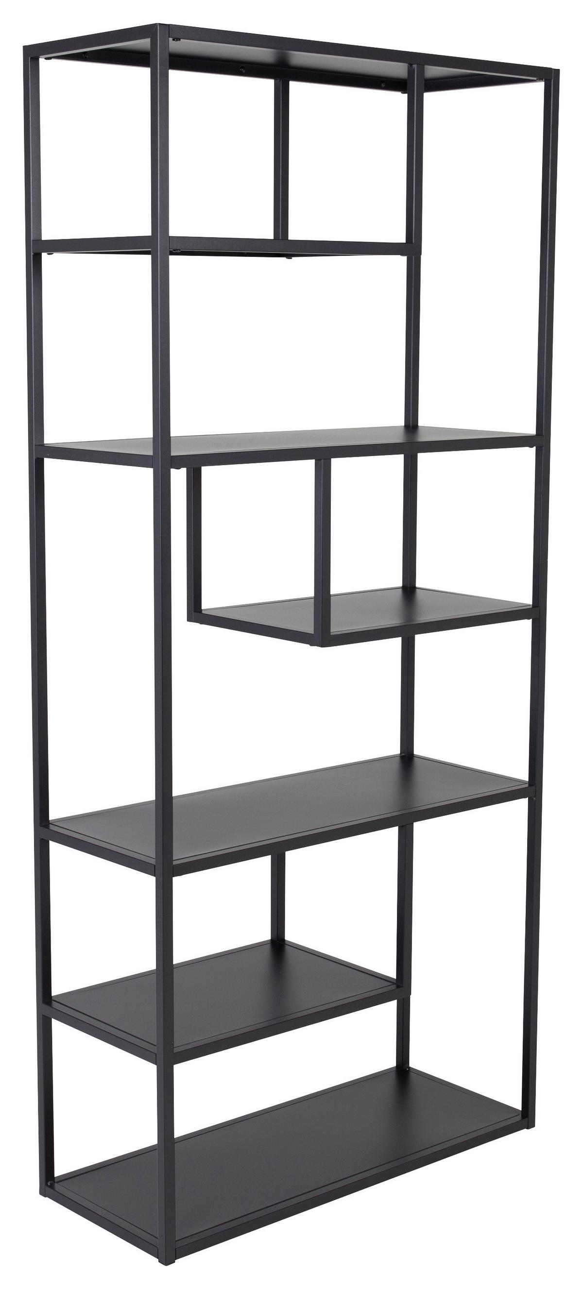 Bücherwand Staal - Schwarz, Design, Metall (85/188/35cm) - Livetastic