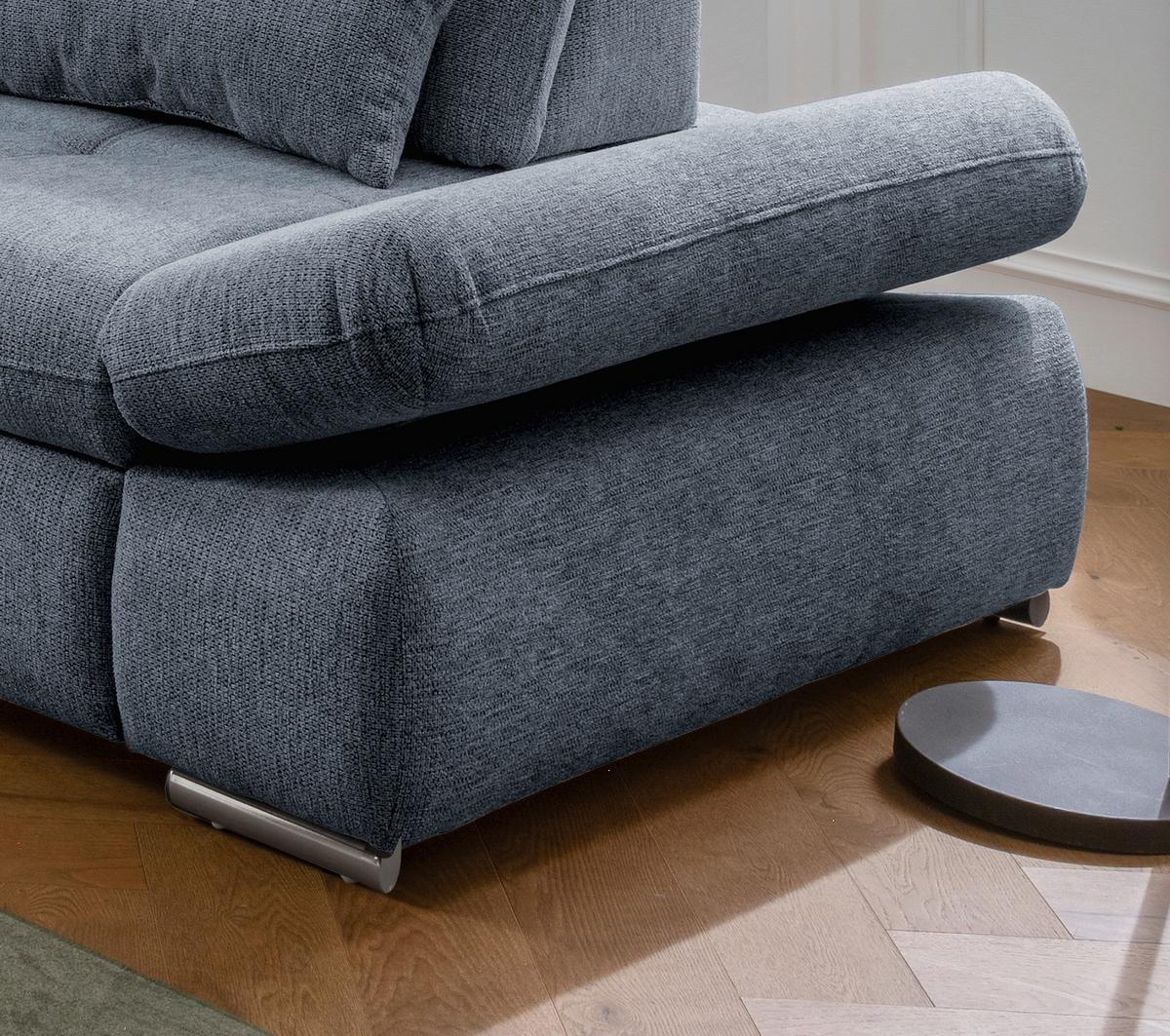 Ecksofa Mit Schlaffunktion Dalida Hellblau Chenille - Chromfarben/Hellblau, Design, Textil (254/280cm) - Livetastic