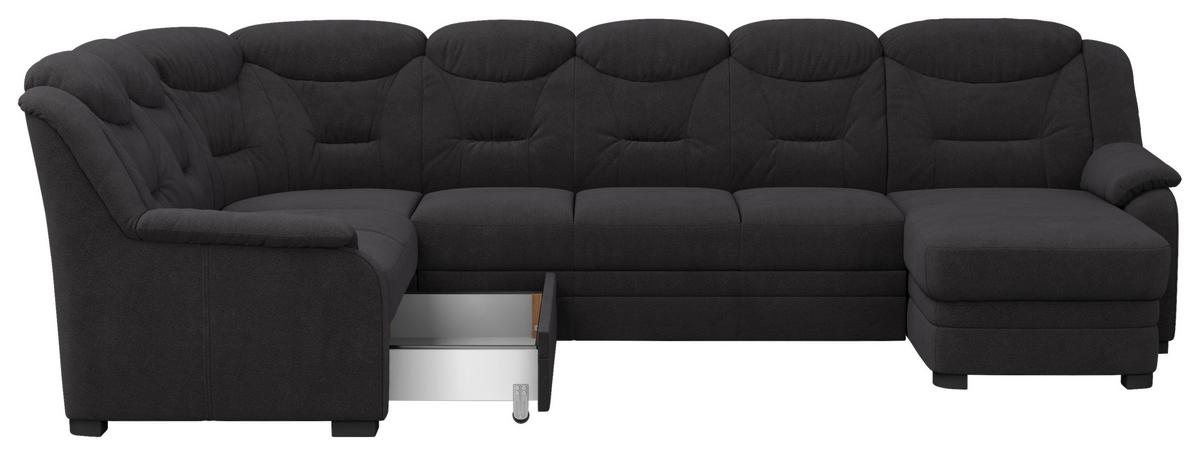 Wohnlandschaft Marcus Schwarz inkl. Bettkasten - Schwarz, Basics, Textil (211/330/162cm) - MID.YOU