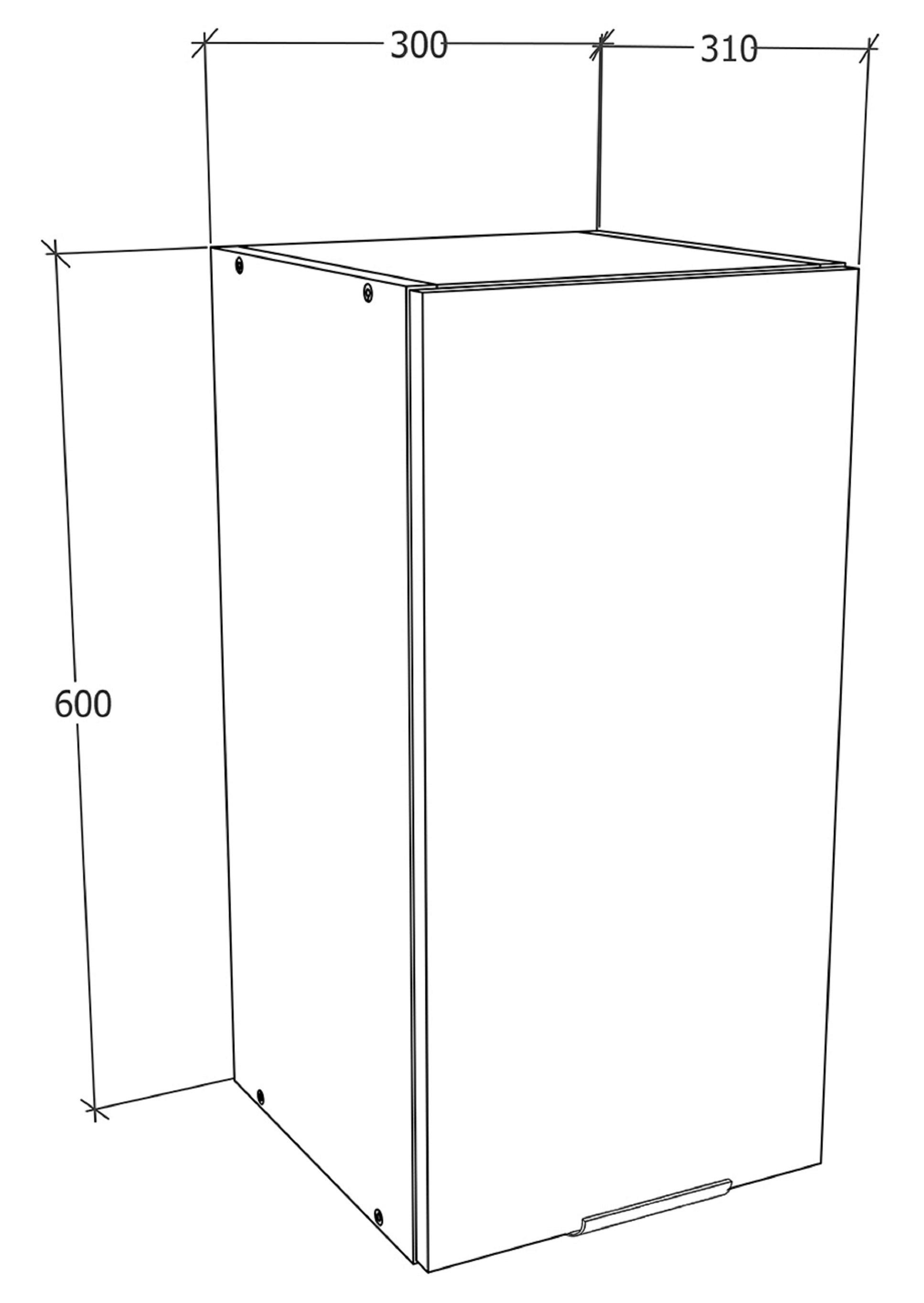 Küchenoberschrank Fasola - Honigeiche/Weiß, Trend, Holzwerkstoff/Kunststoff (30/60/31cm) - MID.YOU