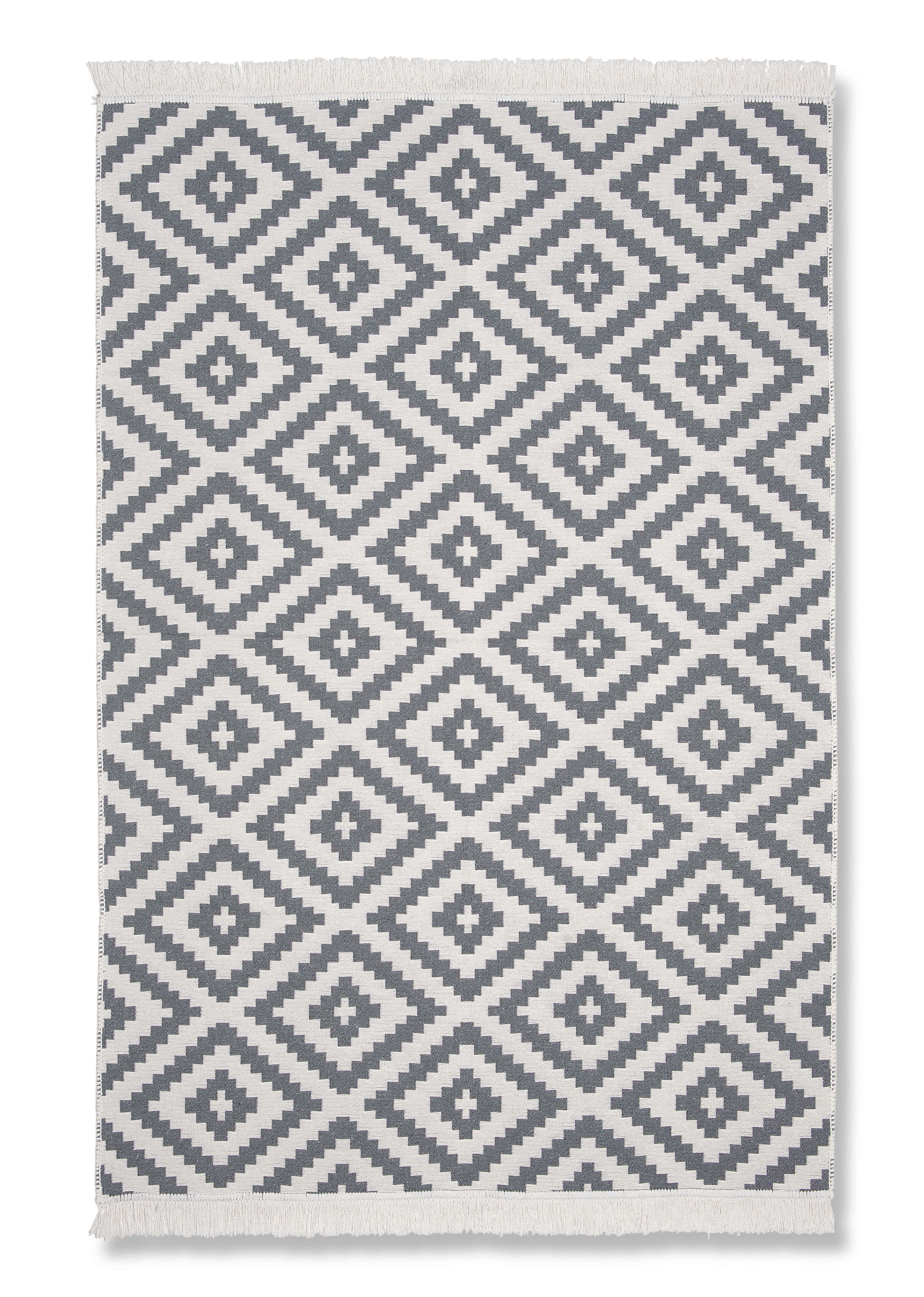 Ručne Tkaný Koberec Inaya 2, 120/170cm - biela/antracitová, Moderný, textil (120/170cm) - Modern Living
