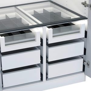 Einlegeboden Unit aus Sicherheitsglas mit schwarzer Umrandung