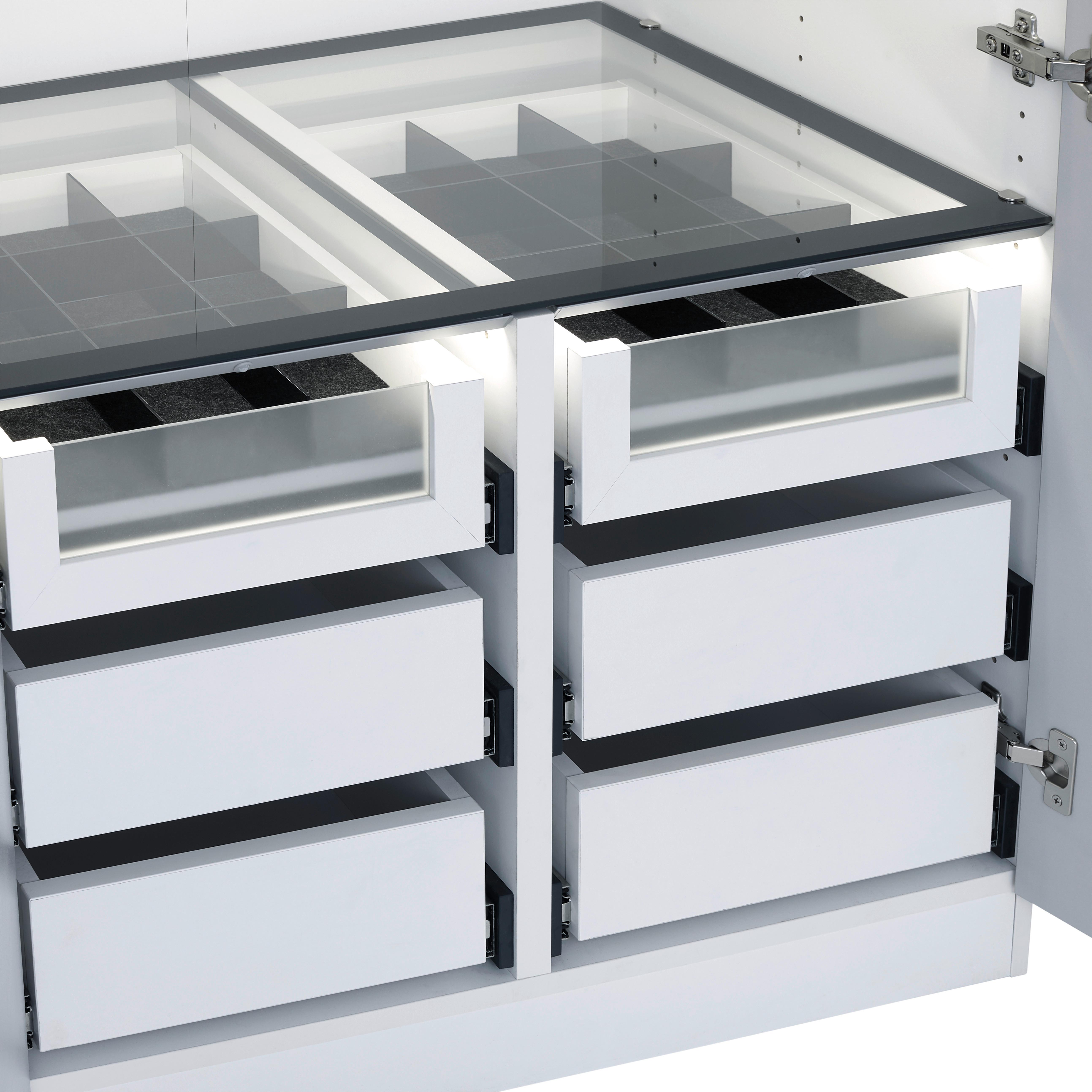 Zásuvka Unit - biela, Moderný, kompozitné drevo/sklo (42,4cm) - Ondega