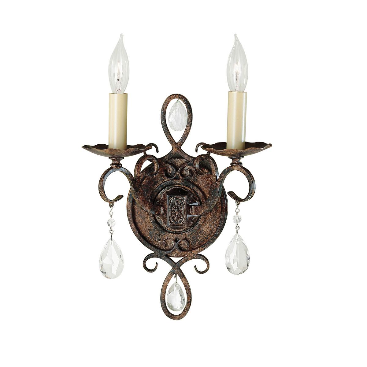 Wandleuchte Fe-Chateau2 - Bronzefarben, KONVENTIONELL, Glas/Metall (22,9/22,9/29,8cm) - Elstead Lighting