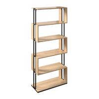 REGÁL FINN - černá/barvy dubu, Moderní, kov/kompozitní dřevo (80/185/35cm) - Bessagi Home
