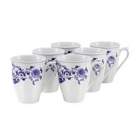 SADA ŠÁLKŮ FLORA ZWIEBELMUSTER - bílá/modrá, Basics, keramika (300ml) - Creatable