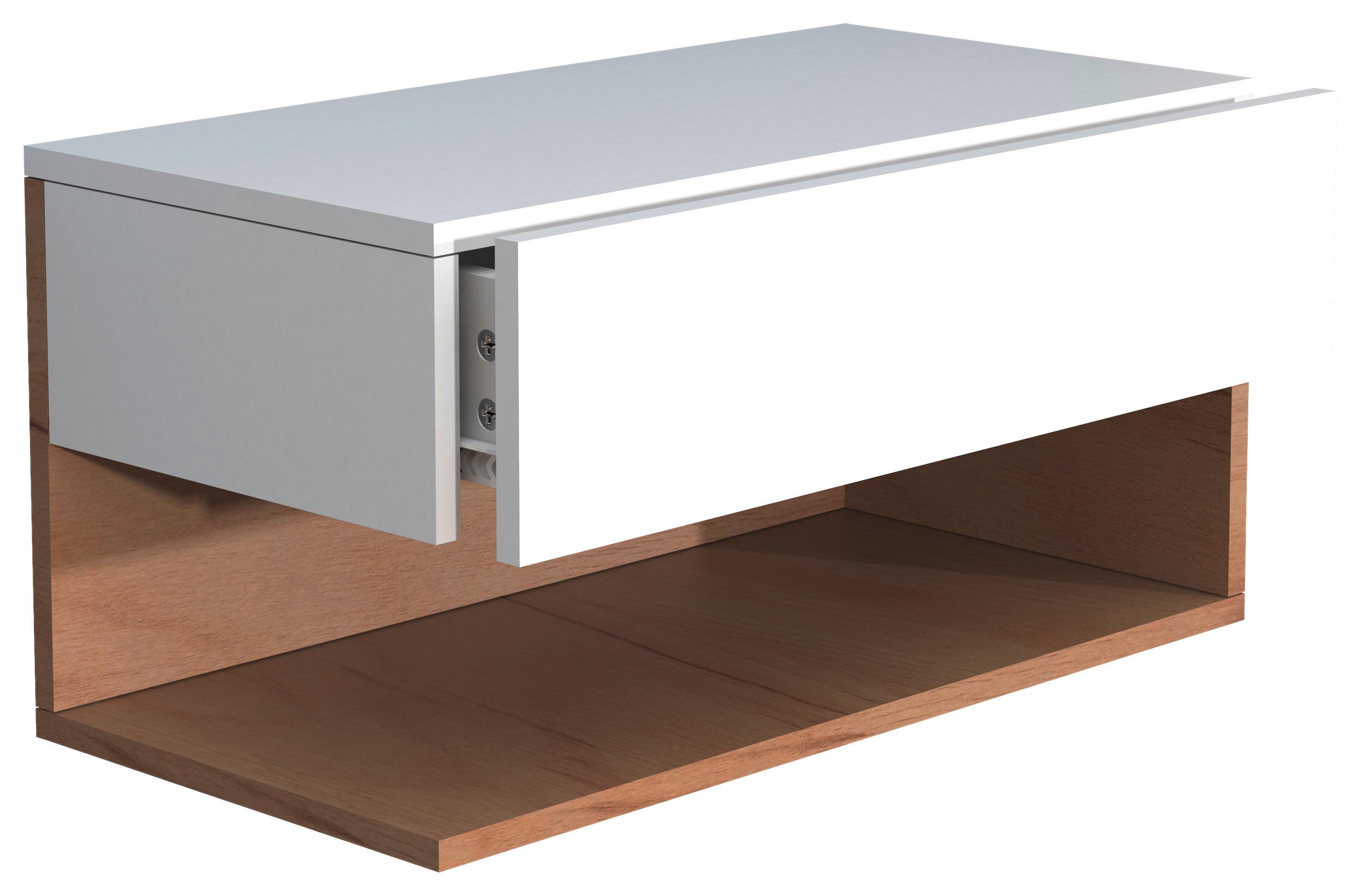 Nástenná polica, biela/dub medový - biela/farba duba, Modern, kompozitné drevo (60/30/32cm) - MID.YOU