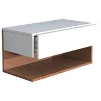 Nástěnná police, bílá, medově dubová - bílá/barvy dubu, Moderní, kompozitní dřevo (60/30/32cm) - MID.YOU