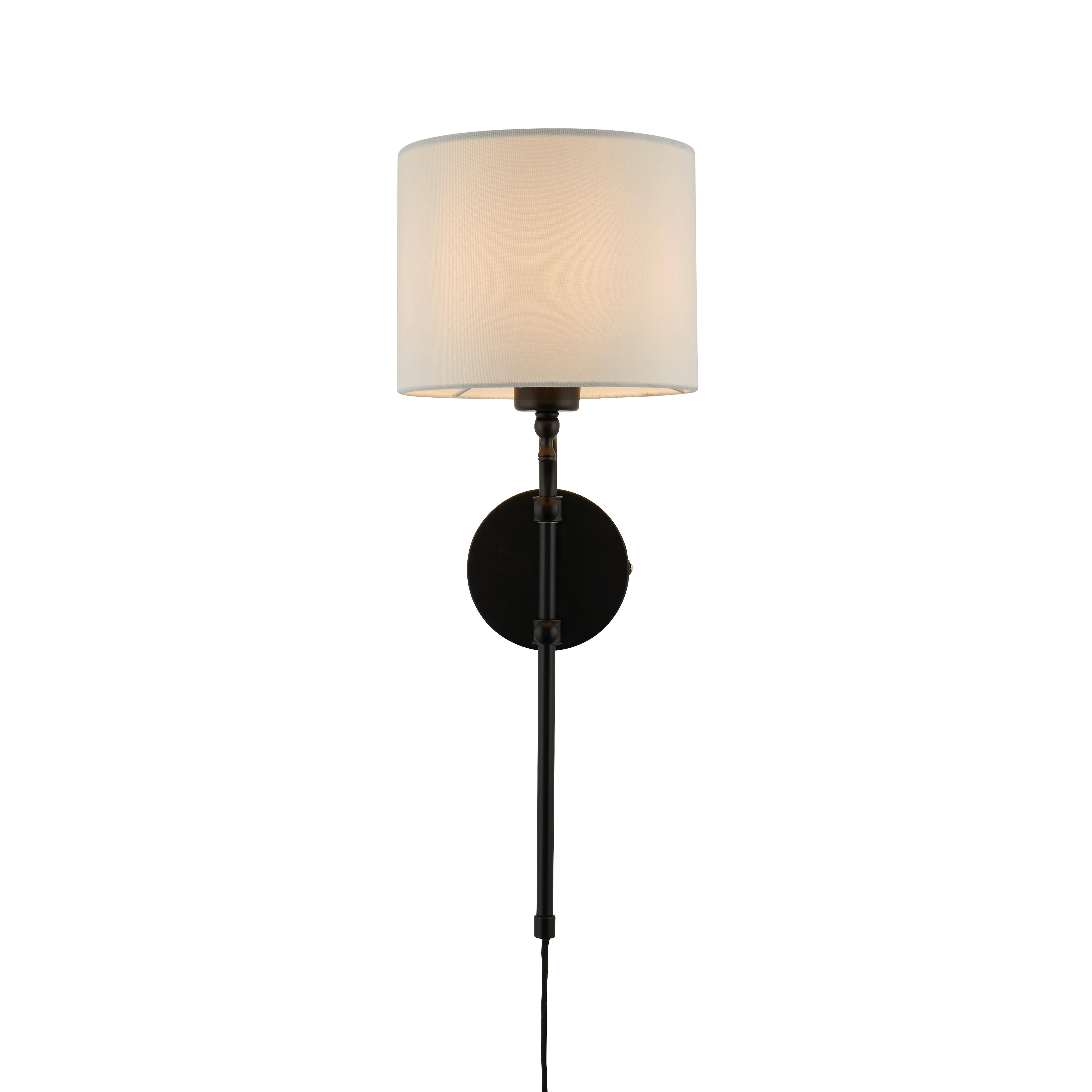 Wandleuchte Munich Eu12081-1bk - Schwarz/Naturfarben, Basics, Metall (20/56cm)