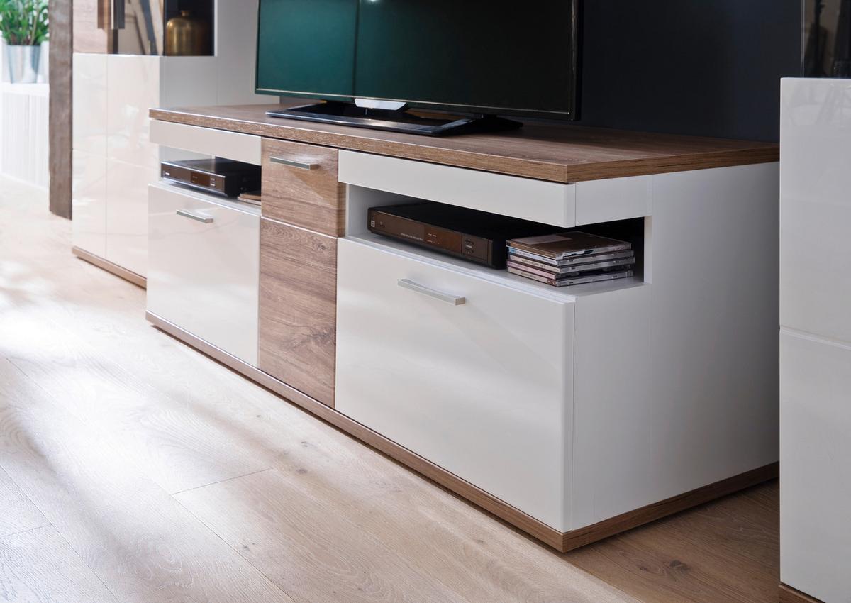 TV-Element Luzern B: 150 cm Weiß/Eiche Dekor - Eichefarben/Weiß, Design, Holzwerkstoff (150/55/50cm) - Livetastic