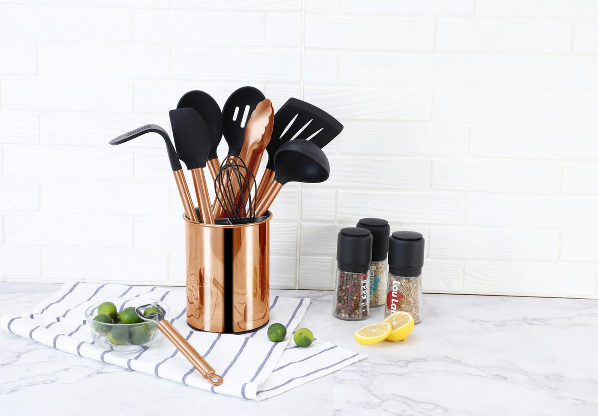 SADA KUCHYŇSKÉHO NÁČINÍ EW-KS-1001K - měděné barvy/černá, Basics, plast (13cm) - Echtwerk