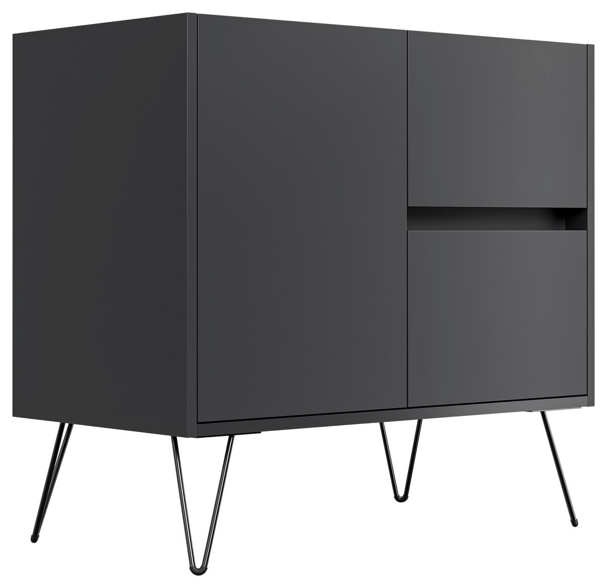 Sideboard Posseik Industrial Eichefarben/Graphit B: 79 cm - Eichefarben/Schwarz, Design, Holzwerkstoff (79/75,8/42cm) - P & B