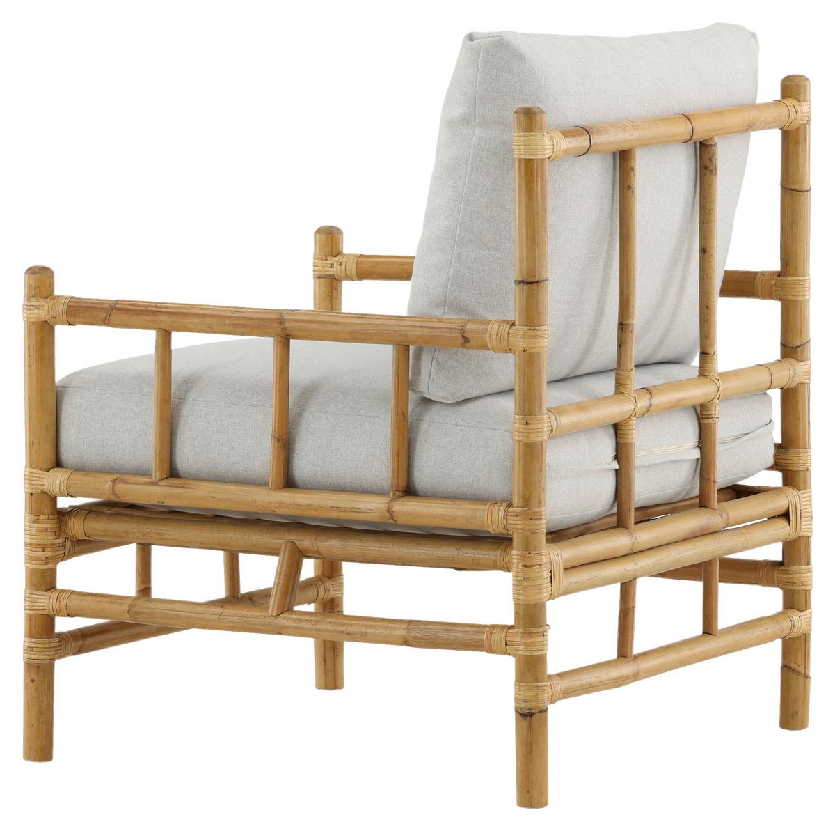 Loungesessel Cane Bambus/Rattan mit Kissen - Hellbraun, KONVENTIONELL, Holz/Textil (78/88/77cm) - Gardenson