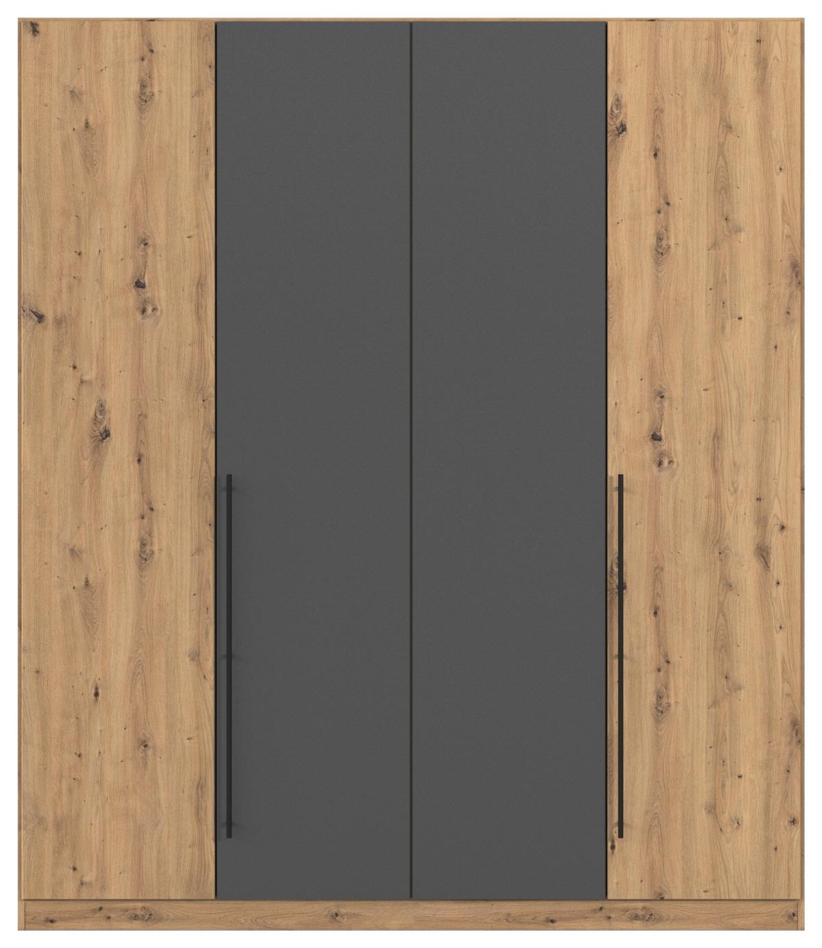 Kleiderschrank Safari B: 181 cm - Eiche Artisan/Grau, KONVENTIONELL, Holzwerkstoff (181/229/54cm)