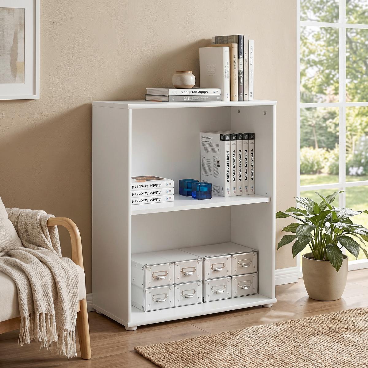 Regal Josef B: 60 cm, Weiß - Weiß, MODERN, Holzwerkstoff (60/80/30cm)