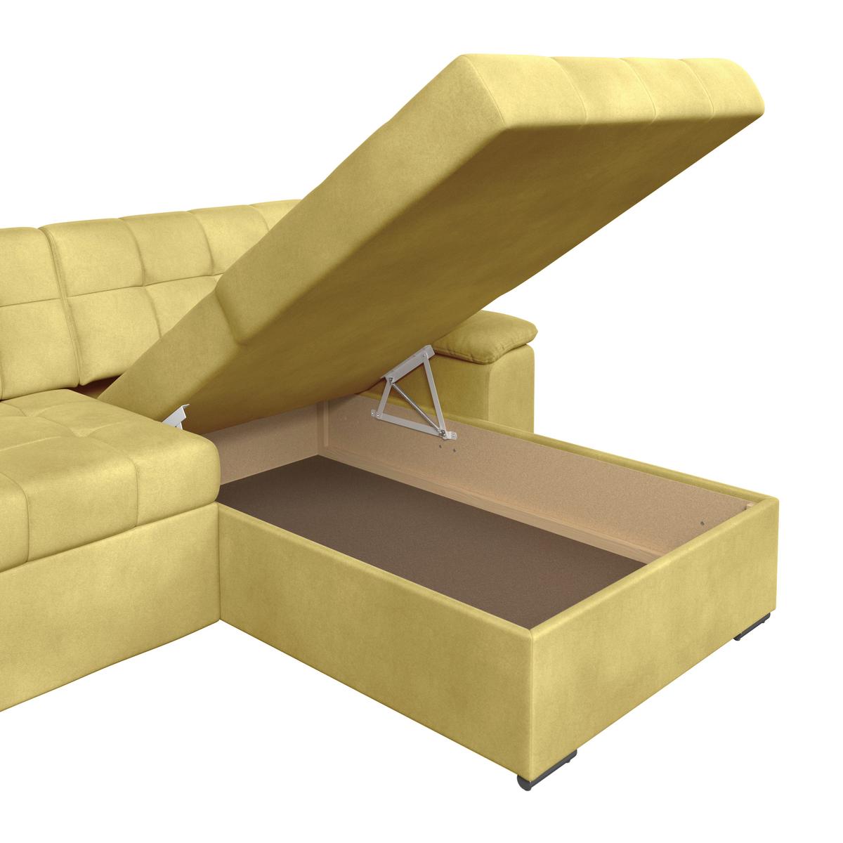 Ecksofa Bali senfgelb, 208x120cm - Senfgelb, Trend, Textil (257/167cm) - Livetastic