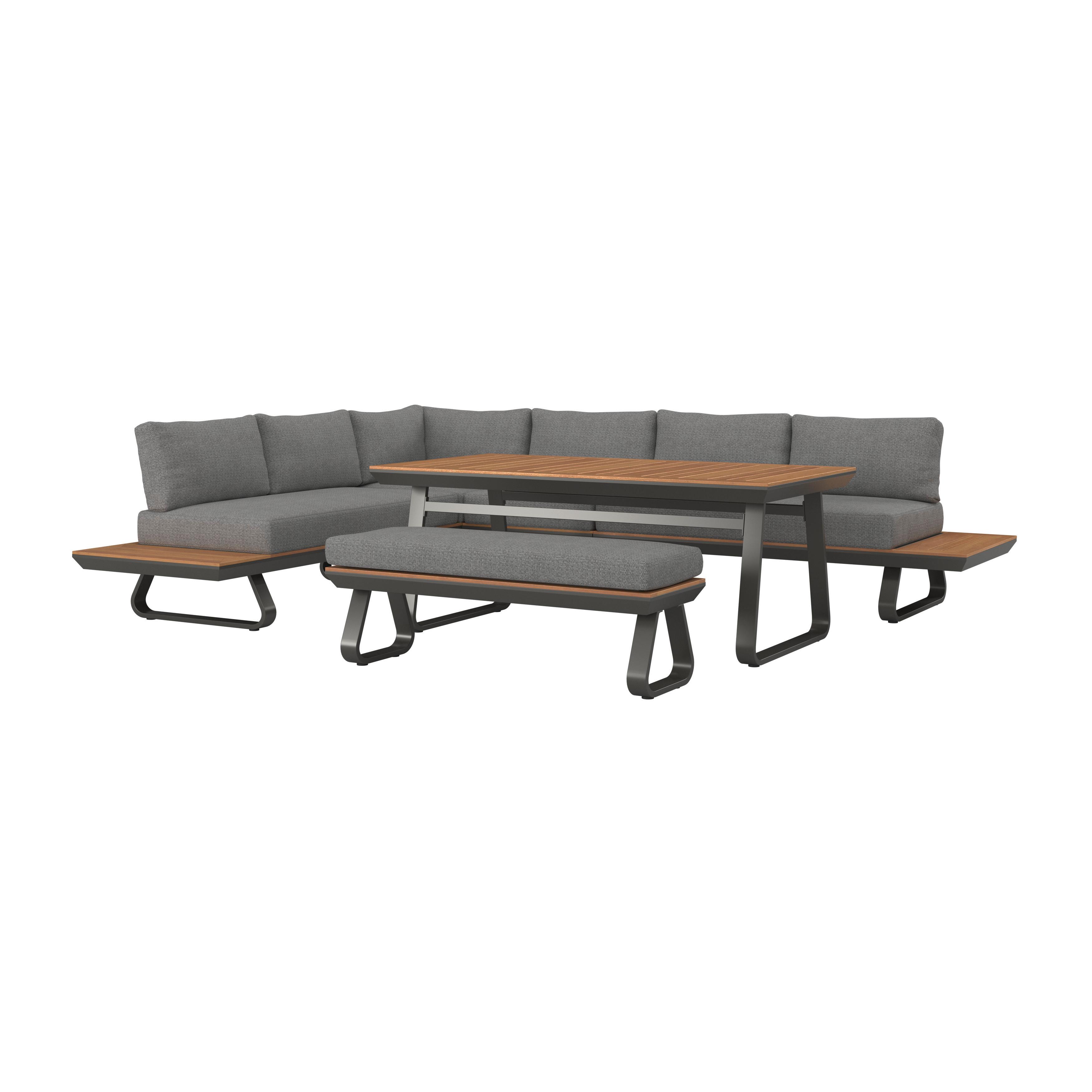 JEDÁLENSKÁ TERASOVÁ SÚPRAVA EMMA - prírodná farba/antracitová, Modern, kov/drevo (318/71/78cm) - Bessagi Garden