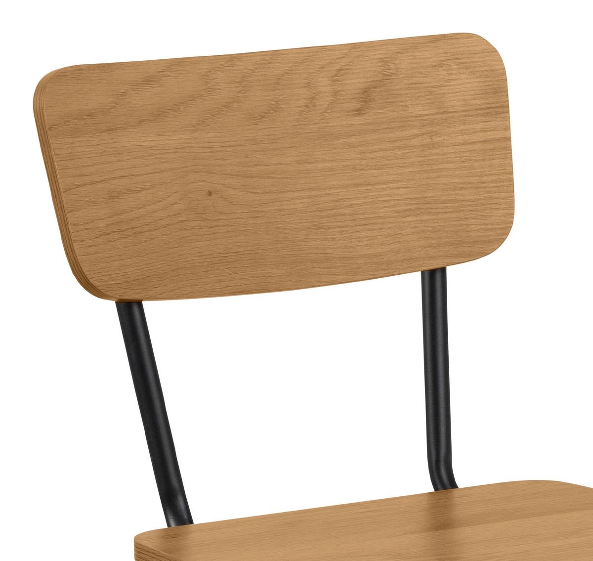 Židle, dekor dubu - černá/barvy dubu, Trend, kov/plast (52,5/75/45,6cm) - MID.YOU