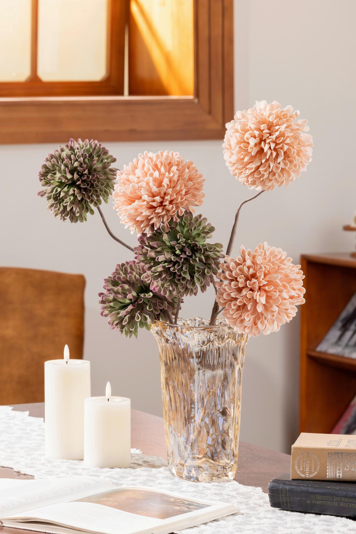 Kunstblume Julia - Pink/Braun, KONVENTIONELL, Papier/Kunststoff (91cm) - Luca Bessoni