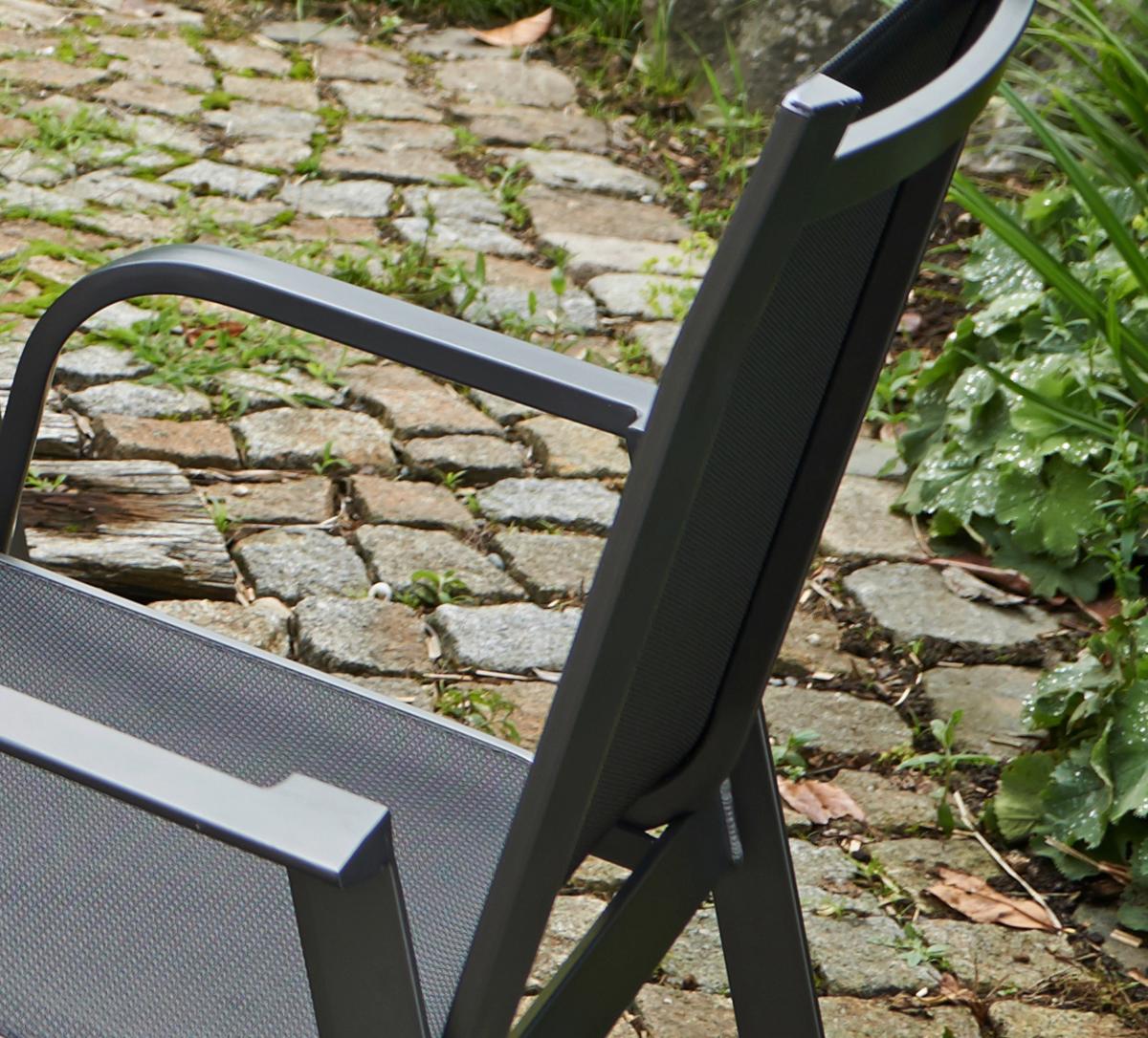 Gartensessel stapelbar Urban 4er-Set Aluminium/Textil - Anthrazit/Schwarz, Basics, Textil/Metall (69/97/62cm) - Acamp