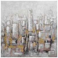 Obraz na plátne 100/100cm - zlatá/sivobiela, Modern, drevo/textil (100/100/3cm) - Mömax