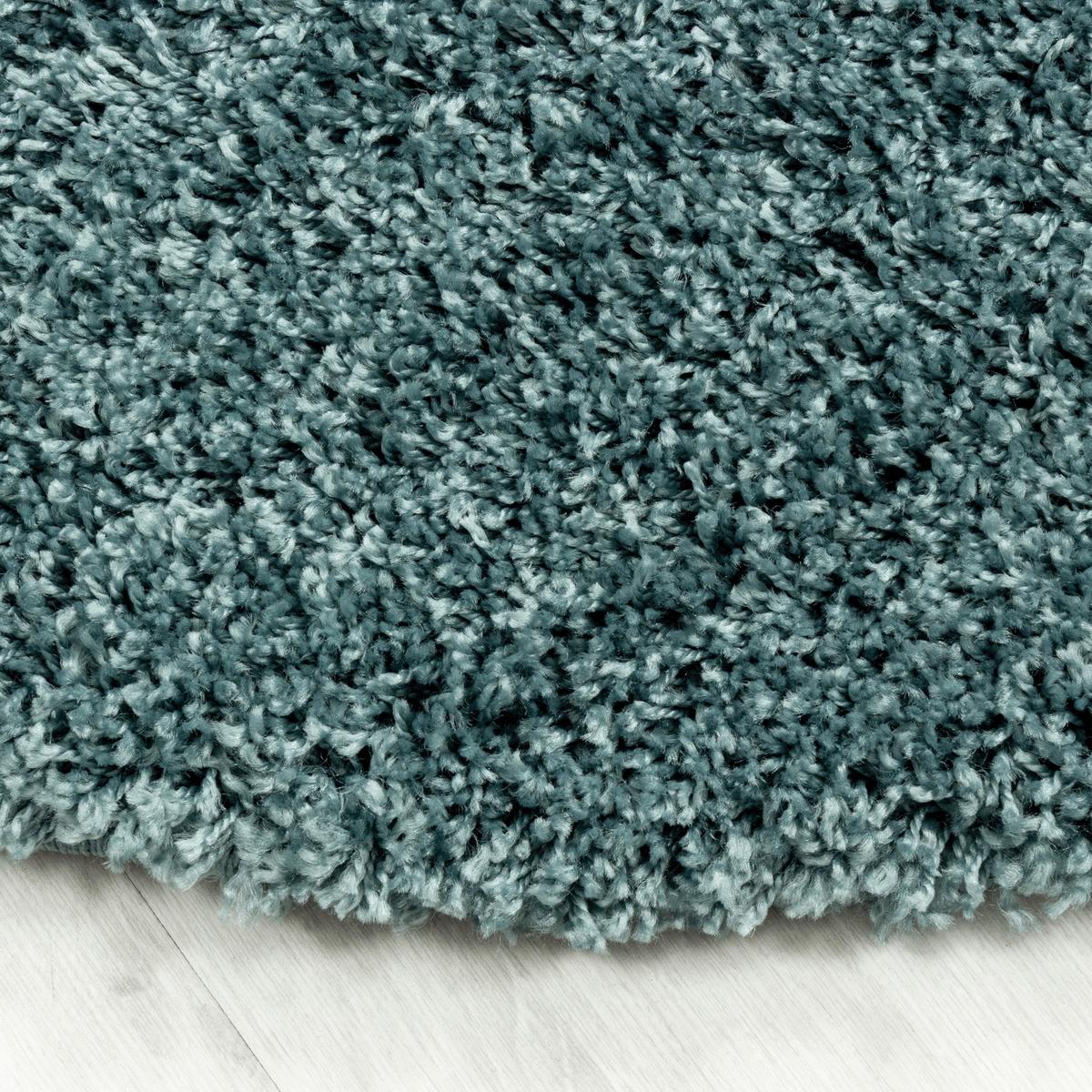 Hochflor Teppich Hellblau Naturfaser Sydney Rund Ø 80 cm - Hellblau, Basics, Textil (80cm)