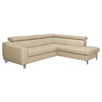 Ecksofa Aspen Beige S: 245 Cm - Chromfarben/Beige, Design, Leder/Textil (245/208cm) - Livetastic