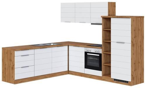 Eckküche Florenz mit Geräten 240x270 cm Weiß/Eichefarben - Eiche Wotan/Weiß, Design, Holzwerkstoff (240/270cm) - Held