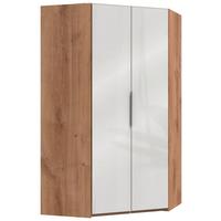 Eckschrank 120cm Level, Weiß/Eiche - Eichefarben/Weiß, MODERN, Glas/Holzwerkstoff (120/216/120cm) - MID.YOU