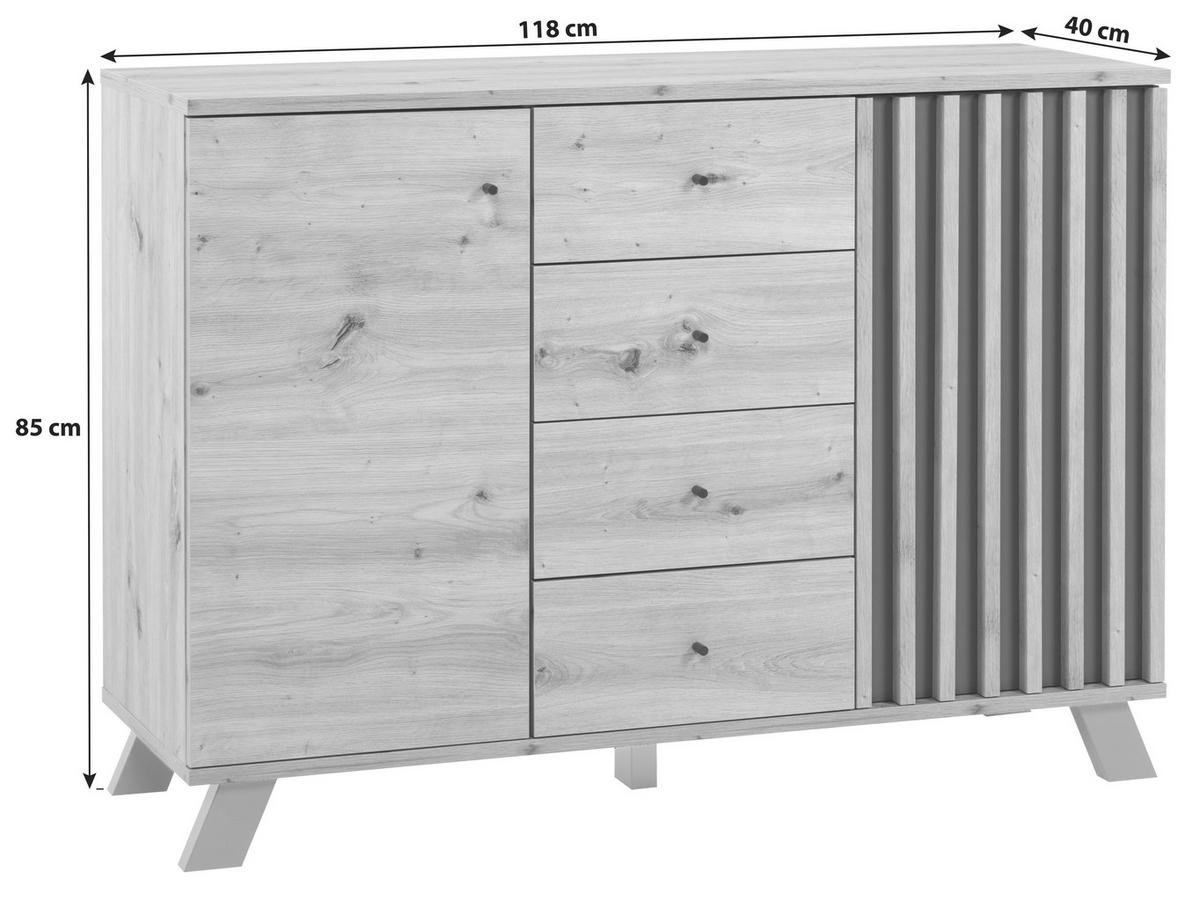 Kommode mit Einlegeböden 118 cm Medan Anthrazit/Eiche Dekor - Anthrazit/Eiche Artisan, LIFESTYLE, Holzwerkstoff (118/85/40cm) - MID.YOU