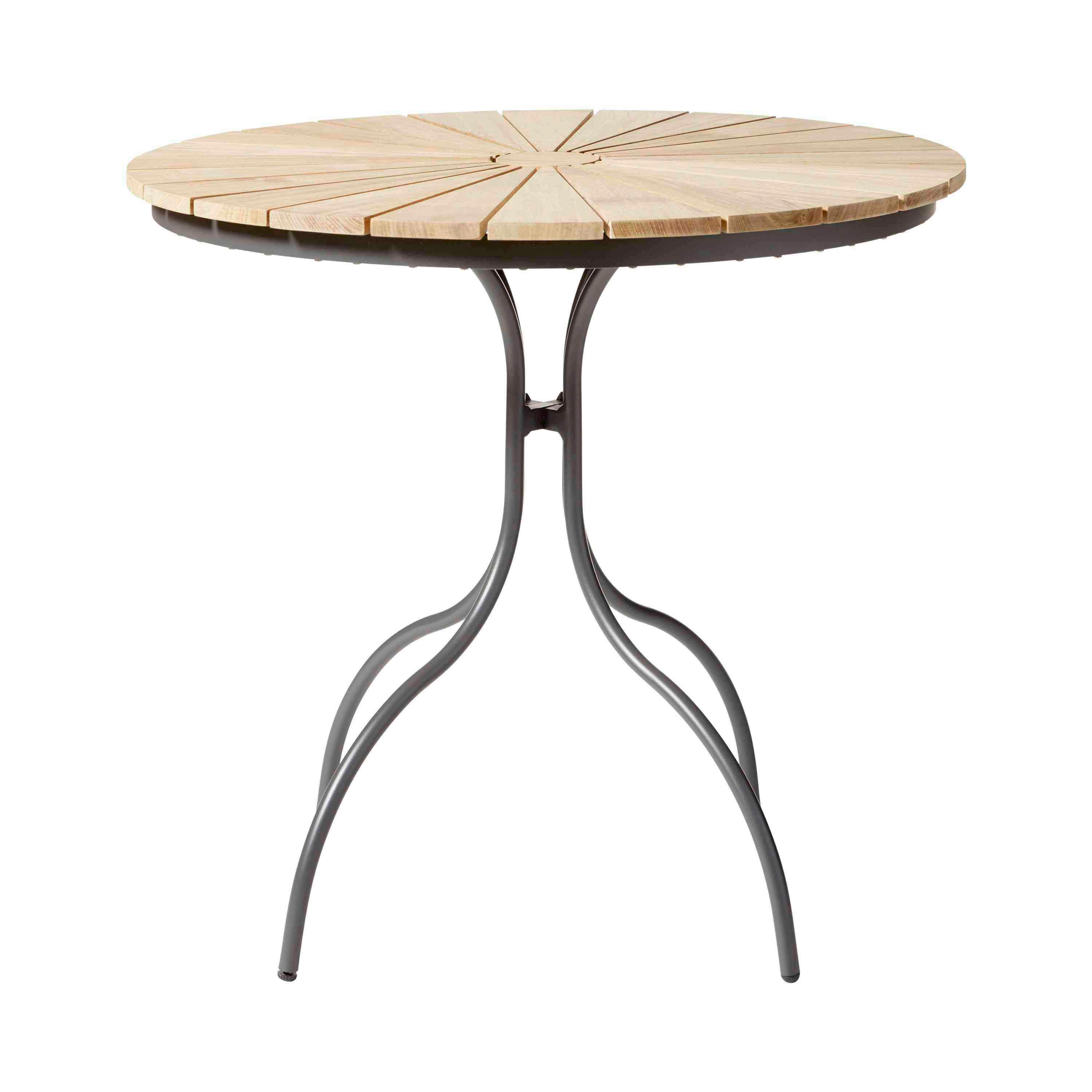 Gartentisch Ellen Teakholz ⌀ 80 cm - Anthrazit/Teakfarben, KONVENTIONELL, Holz/Metall (80/80/74cm) - Gardenson