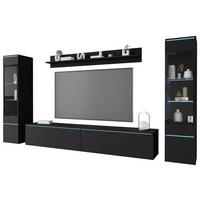 Wohnwand Vera II 4-teilig Schwarz B: 240cm - Schwarz/Graphitfarben, Design, Glas/Holzwerkstoff (240/130/33cm) - P & B