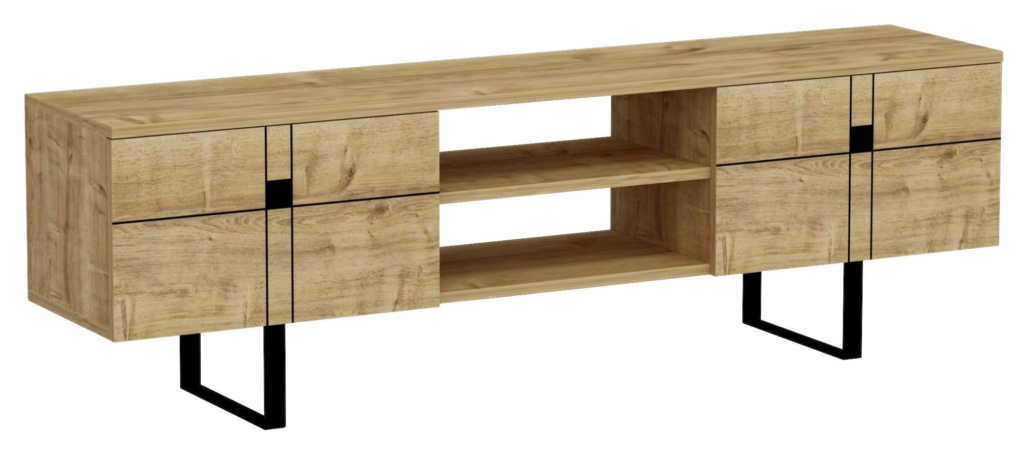 Lowboard Zeus TV-Schrank - Eichefarben/Walnussfarben, Design, Holzwerkstoff (160/50/35cm) - Livetastic
