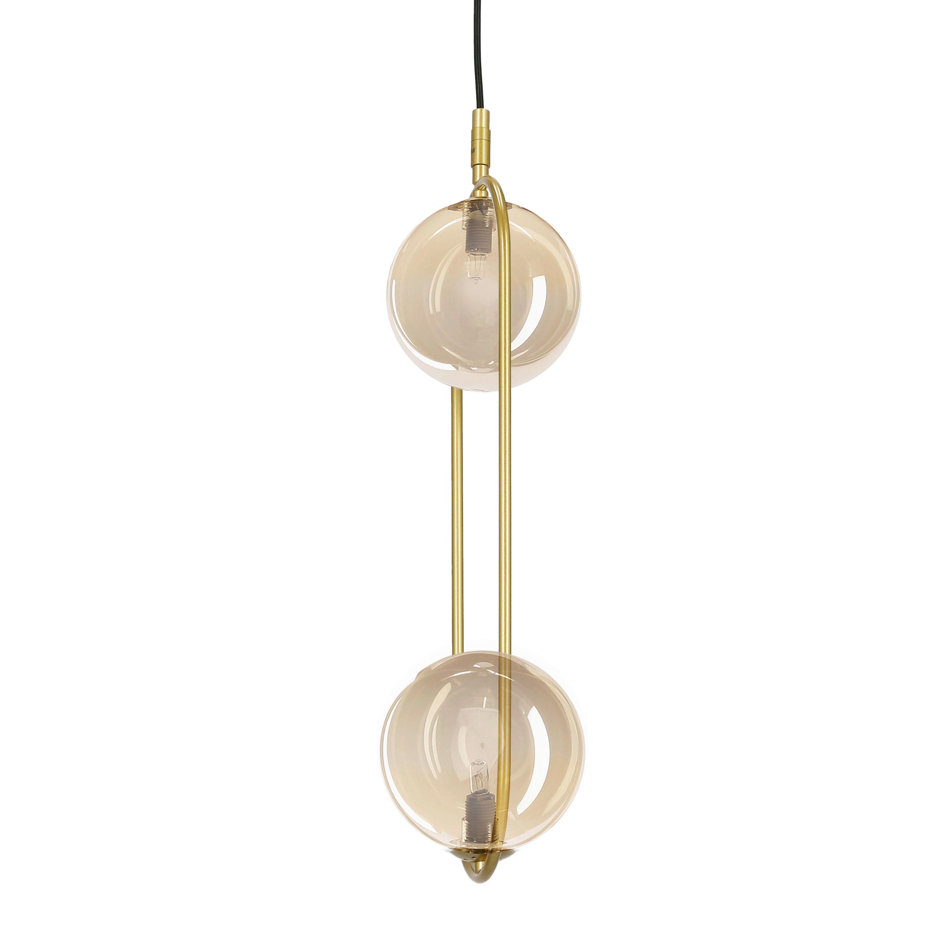 Pendelleuchte 32-44105 Cordel - Messingfarben/Bernsteinfarben, KONVENTIONELL, Metall (18.5/14/140cm)