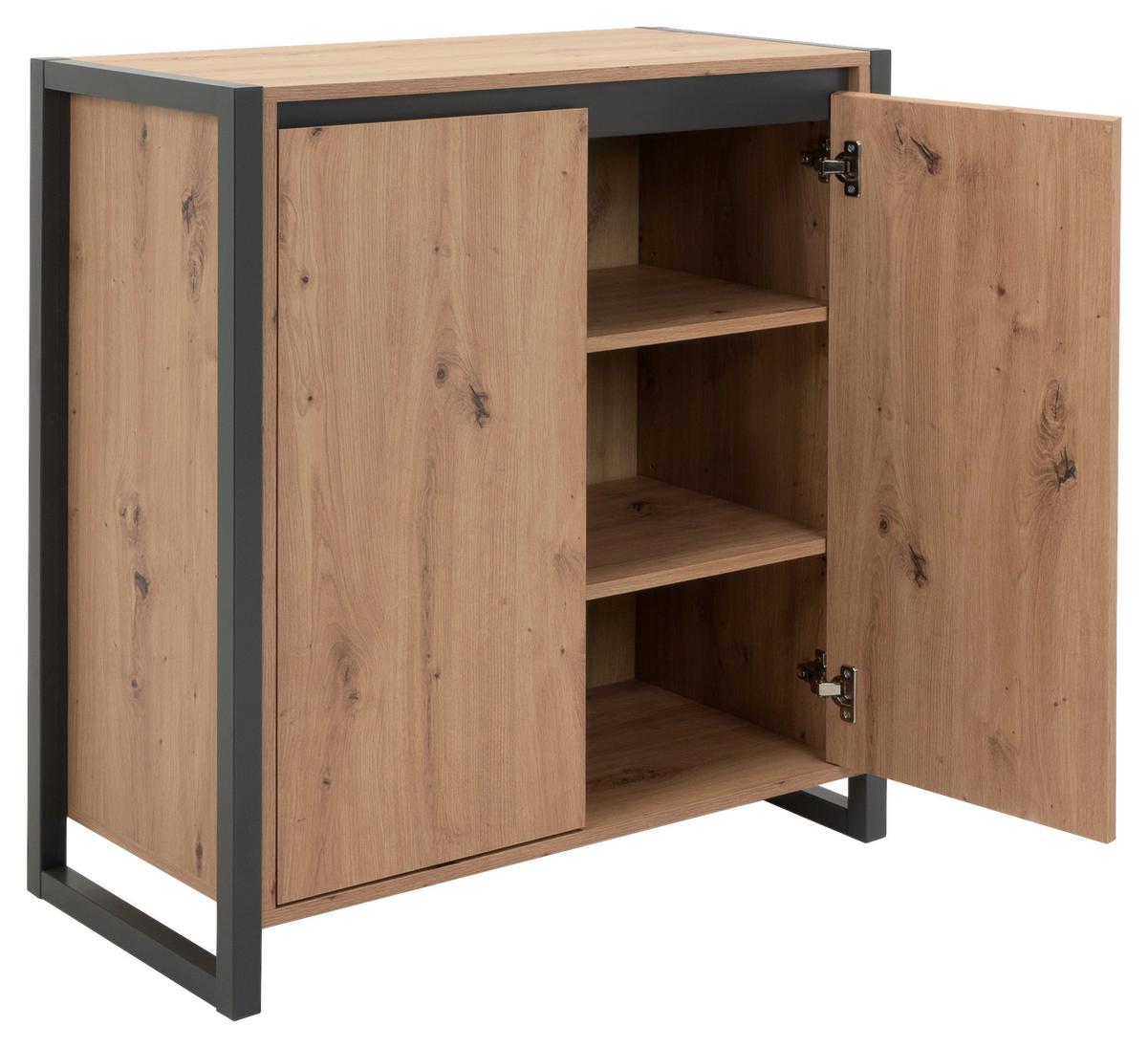 Kommode grifflos 80 cm Denver Eiche Dekor - Eichefarben/Anthrazit, KONVENTIONELL, Holzwerkstoff (80/88/40cm) - MID.YOU