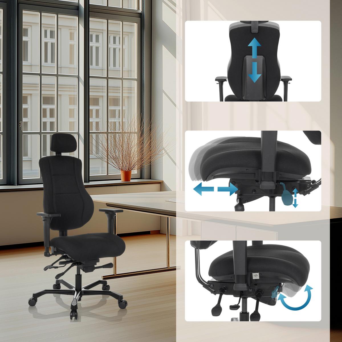 Drehstuhl 24 Hours Basic Schwarz B: 68 cm - Schwarz, MODERN, Kunststoff/Textil (68/109 - 151/70cm) - MID.YOU