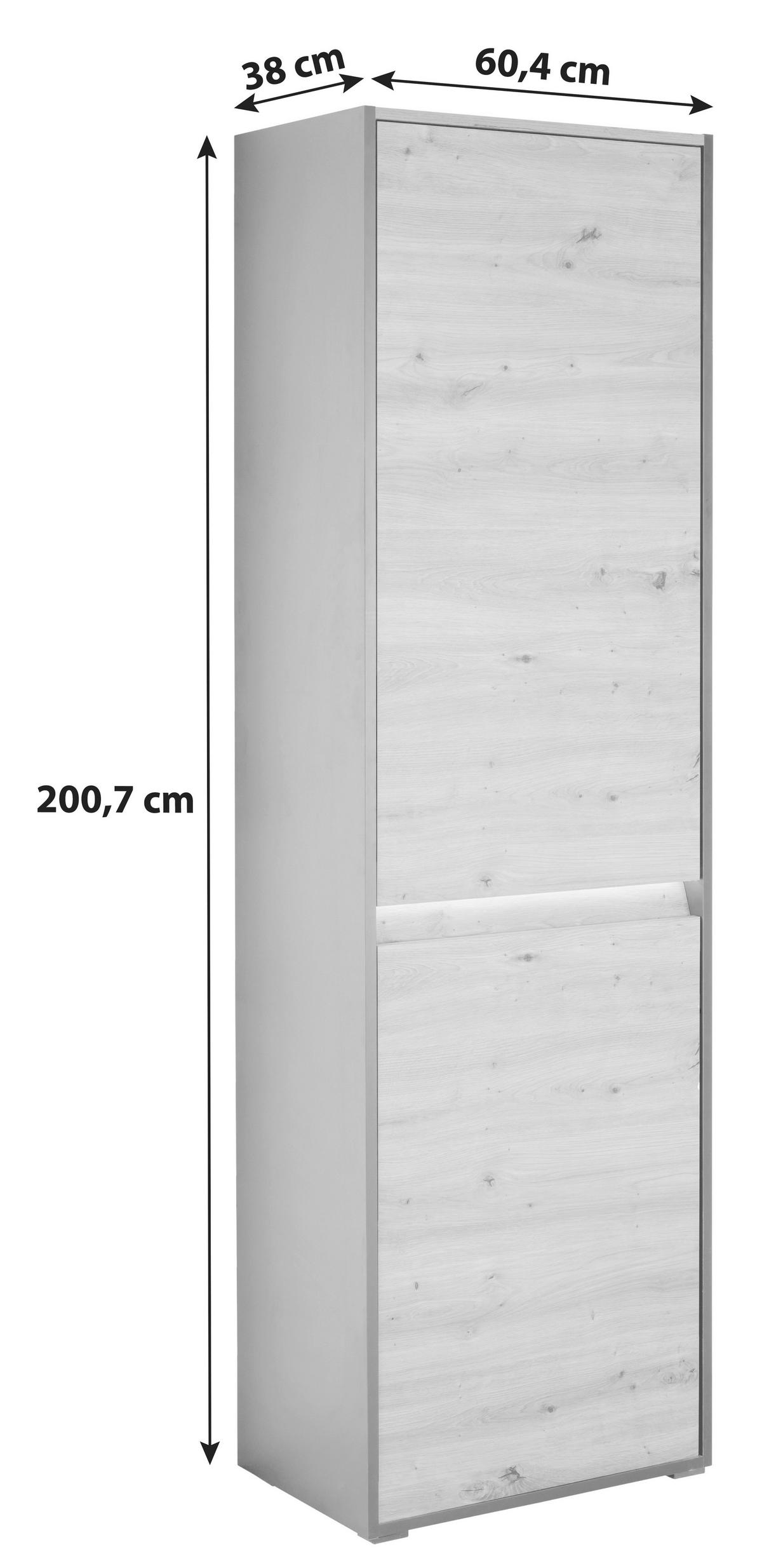 Garderobenschrank Welcome Schwarz/Eiche Dekor B: 60,4 cm - MODERN, Holzwerkstoff (60,4/200,7/38cm)