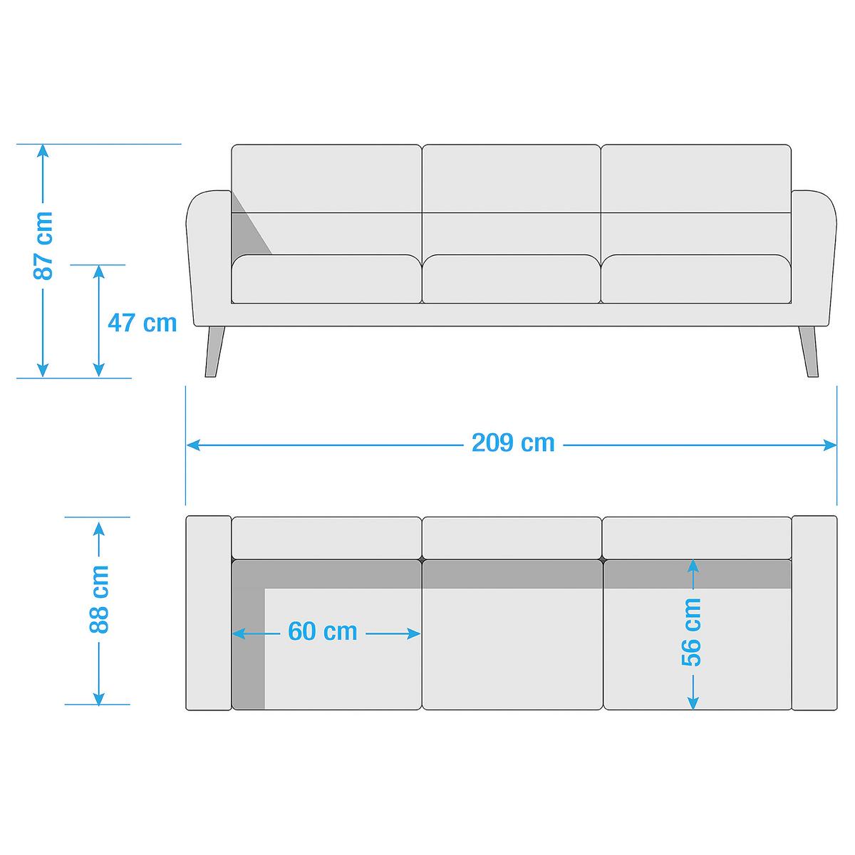 3-sitzer-sofa Tromso Rosa B: 209 Cm - Schwarz/Rosa, Design, Textil (209/87/88cm) - Livetastic