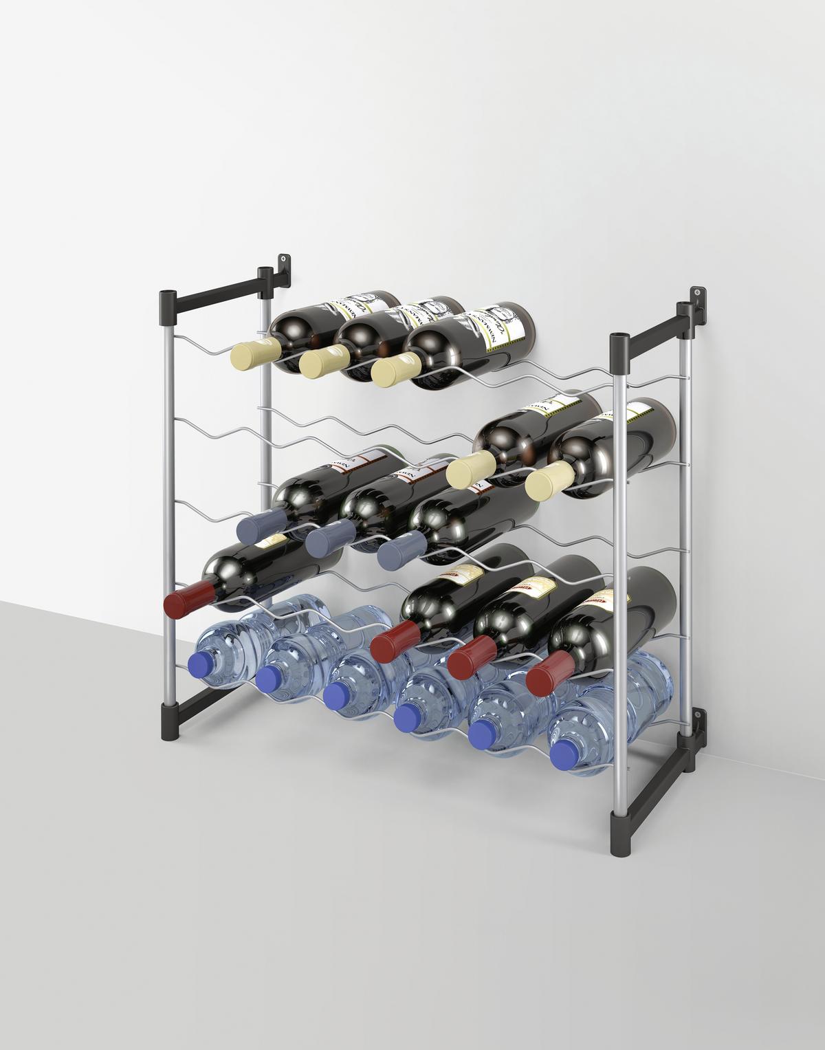 Weinregal Metall Silber 30 Flaschen 56x53 cm Barolo - Silberfarben, MODERN, Metall (56/53/26cm)