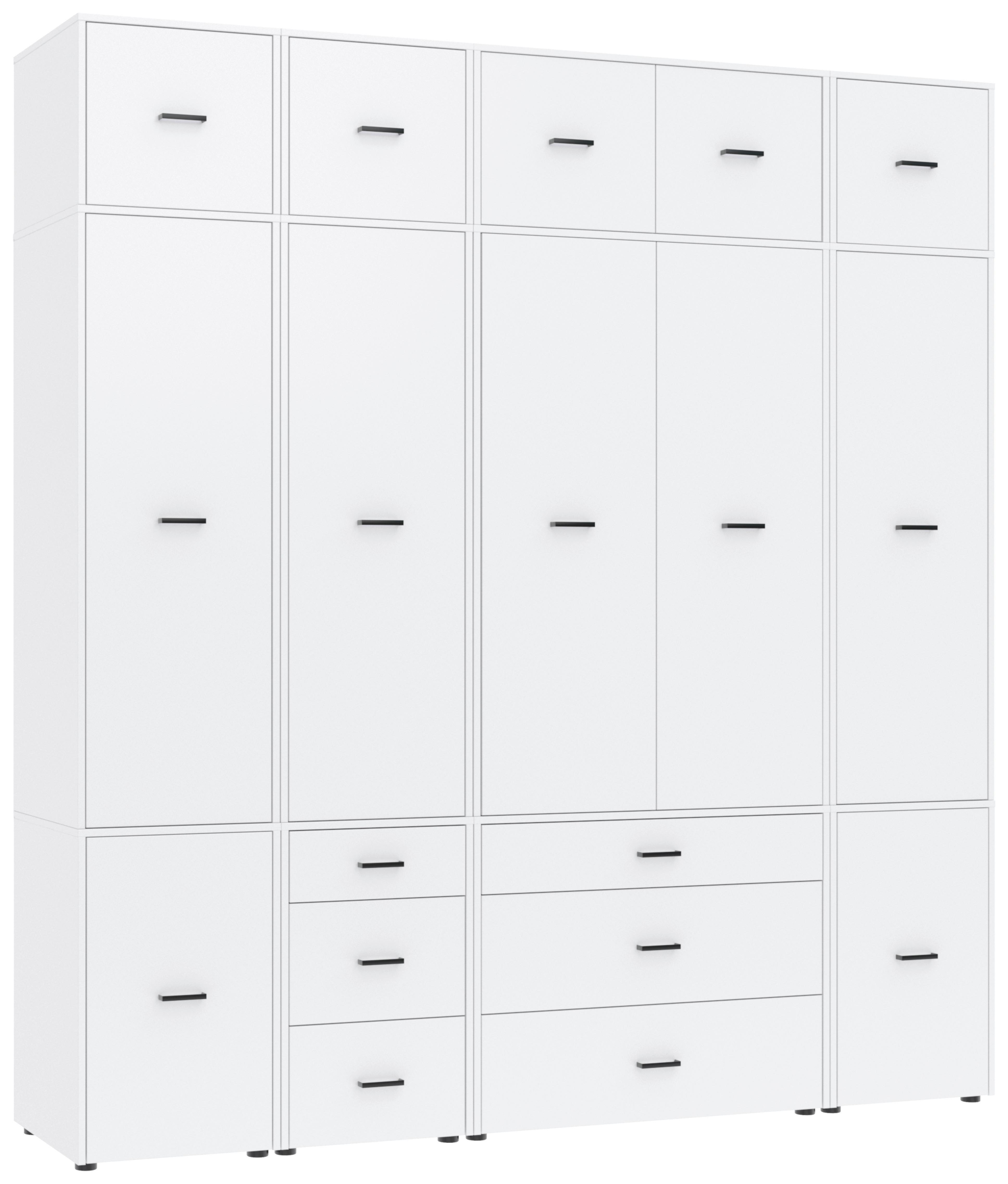 Kleiderschrank Kivo Weiß, B: 225 Cm - Weiß, Basics, Holzwerkstoff (225/239,4/52,1cm)