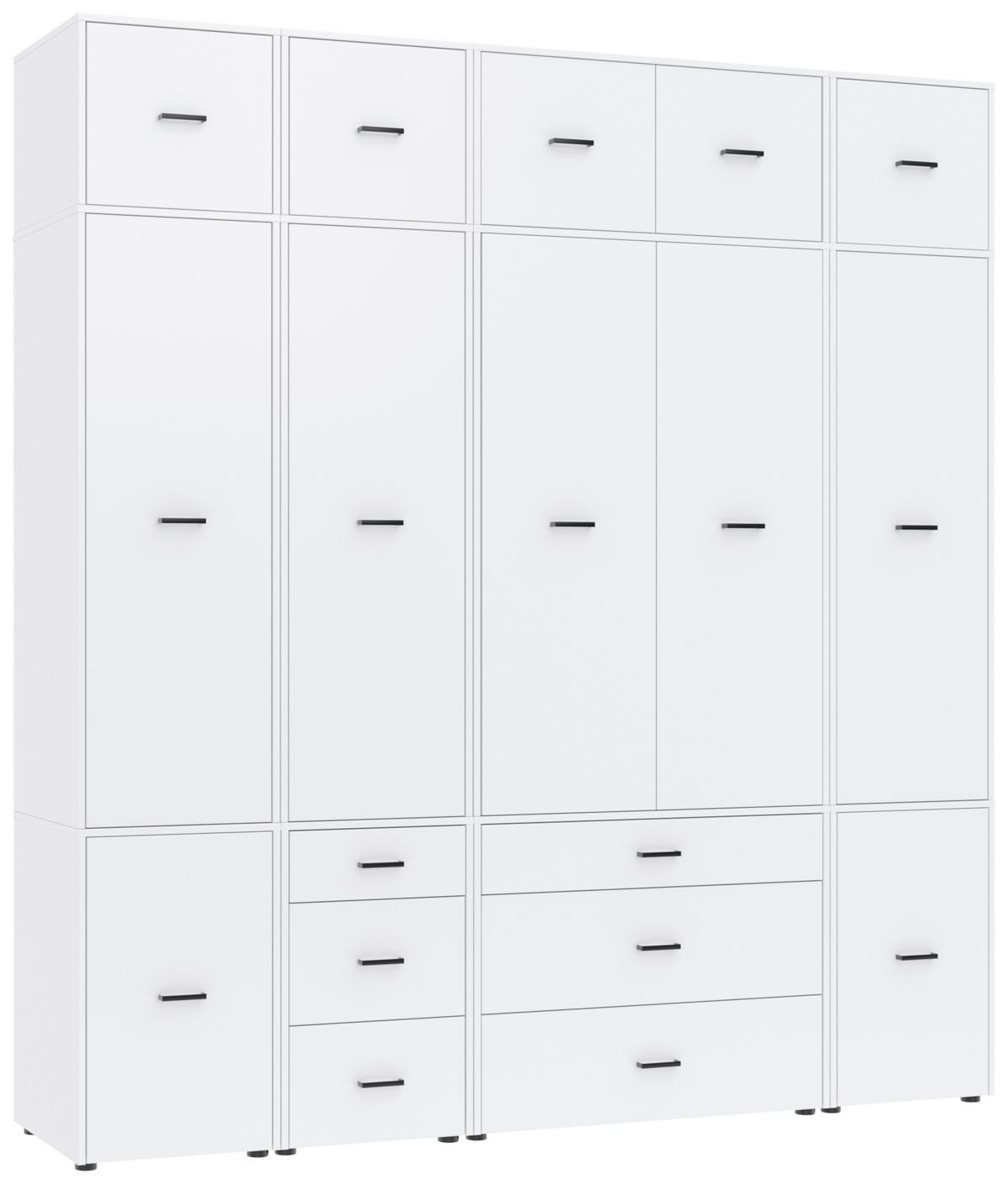Kleiderschrank Kivo Weiß, B: 225 Cm - Weiß, Basics, Holzwerkstoff (225/239,4/52,1cm)