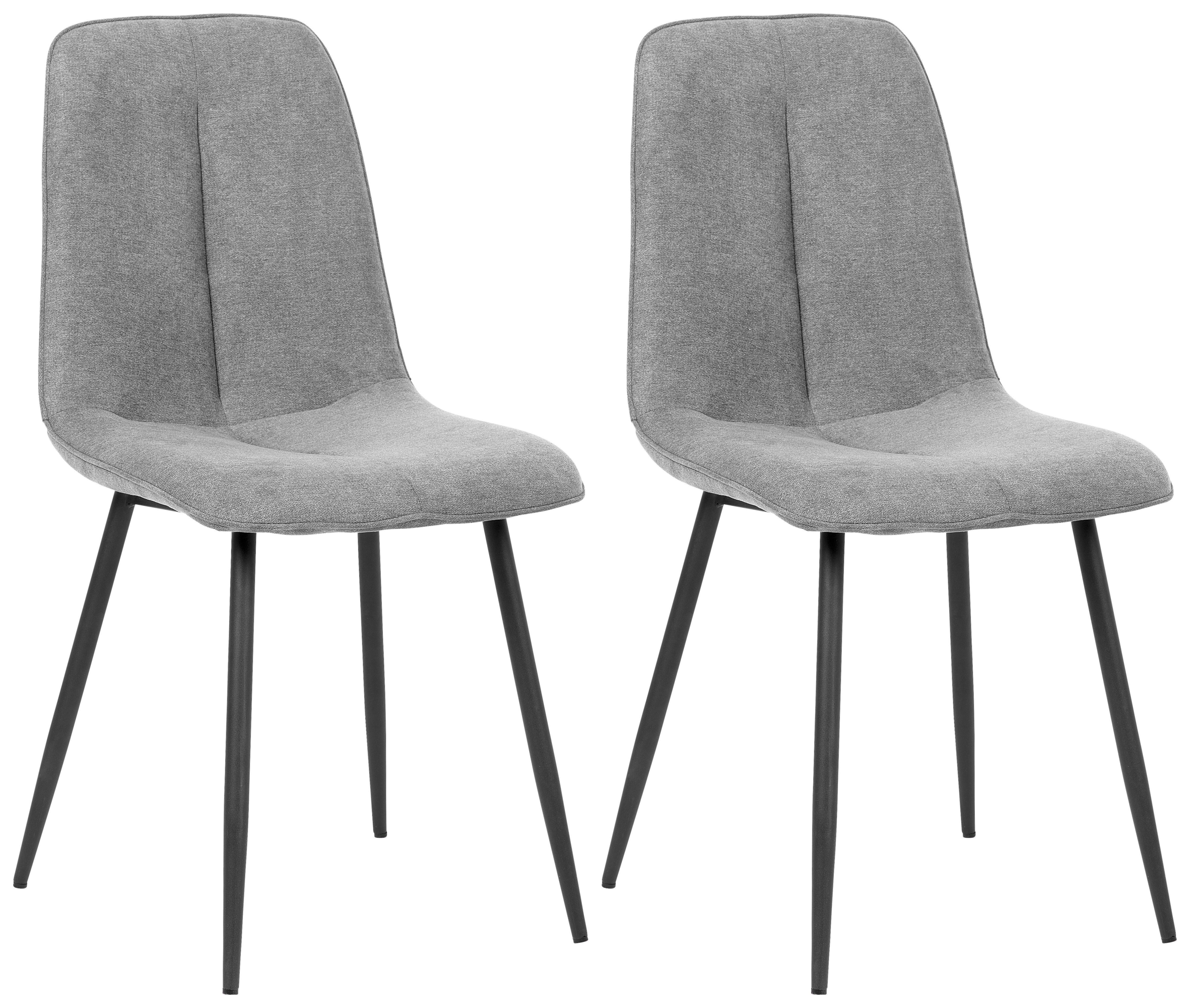 Stuhl-set 2er Lago Grau Lago - Schwarz/Grau, MODERN, Holz/Textil (47/87/58cm) - P & B