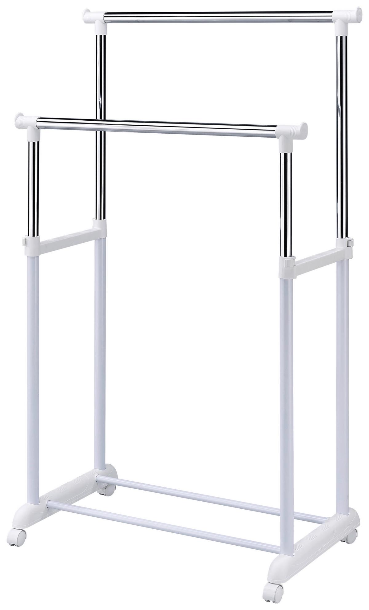 Kleiderwagen Naomi 5 Chromfarben/Weiß B: 84 cm - Chromfarben/Weiß, MODERN, Kunststoff/Metall (84/94-168/44cm)