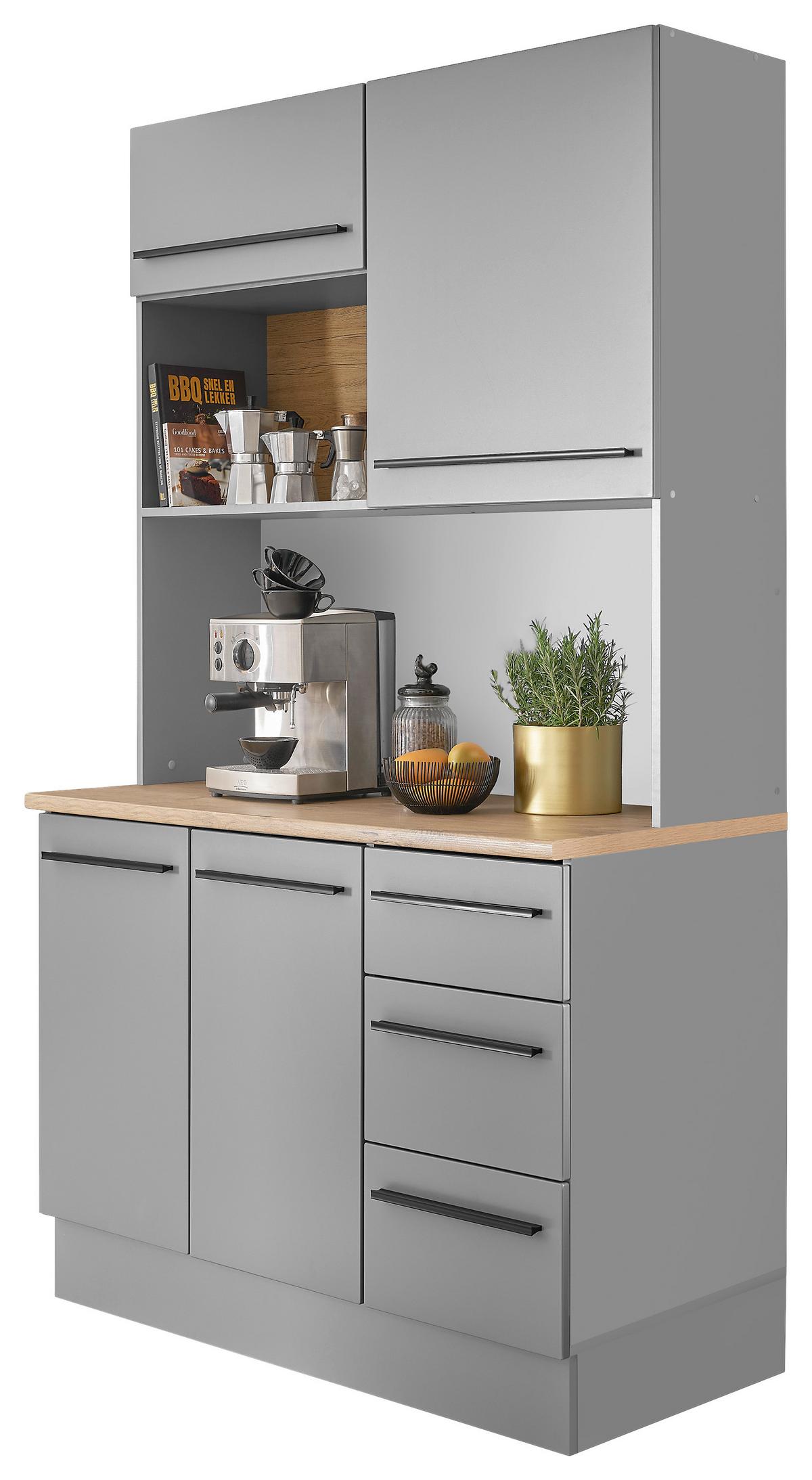 Kredenc DENVER - šedá/barvy dubu, Design, kompozitní dřevo/plast (120/211/60cm) - MID.YOU